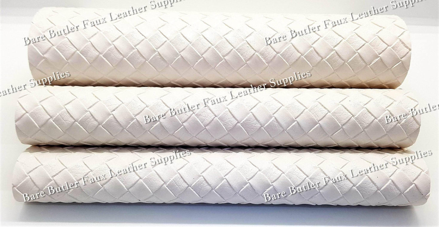 Basket weave White - Faux, Faux Leather, Floral, Glitter - Bare Butler Faux Leather Supplies