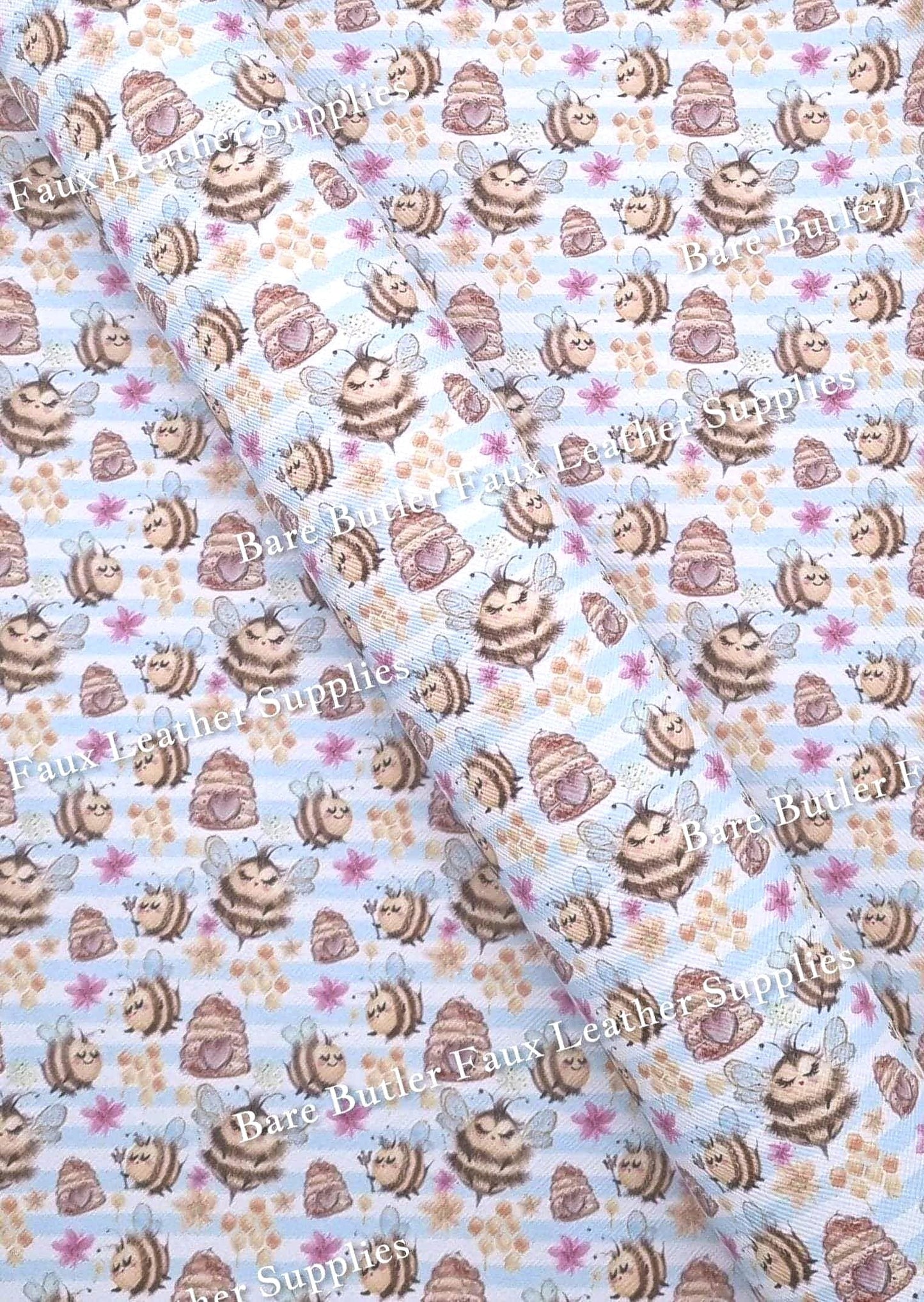 Bee & Hives - colourful, Faux, Faux Leather, flower, iris, Leather, leatherette, Litchi, pastels - Bare Butler Faux Leather Supplies