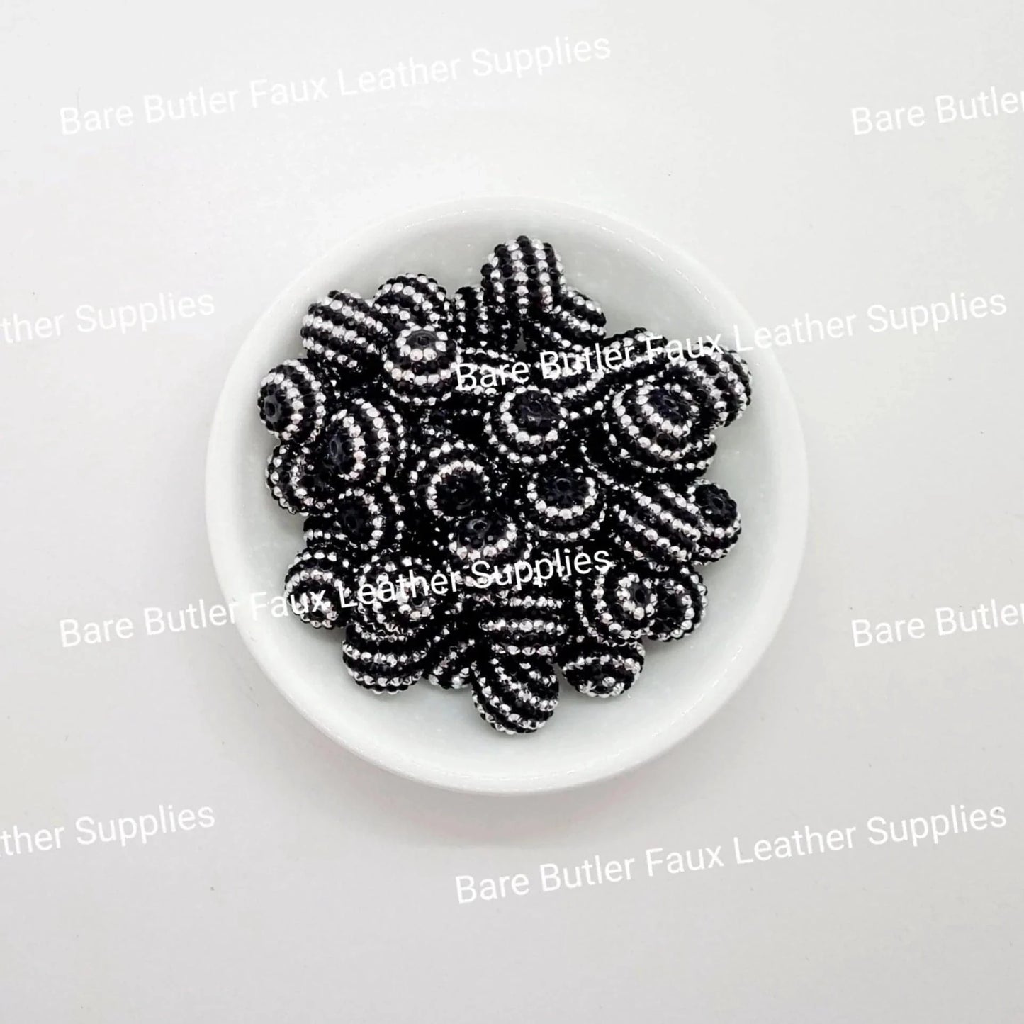 Black & Silver Sparkle Beads - - Bare Butler Faux Leather Supplies