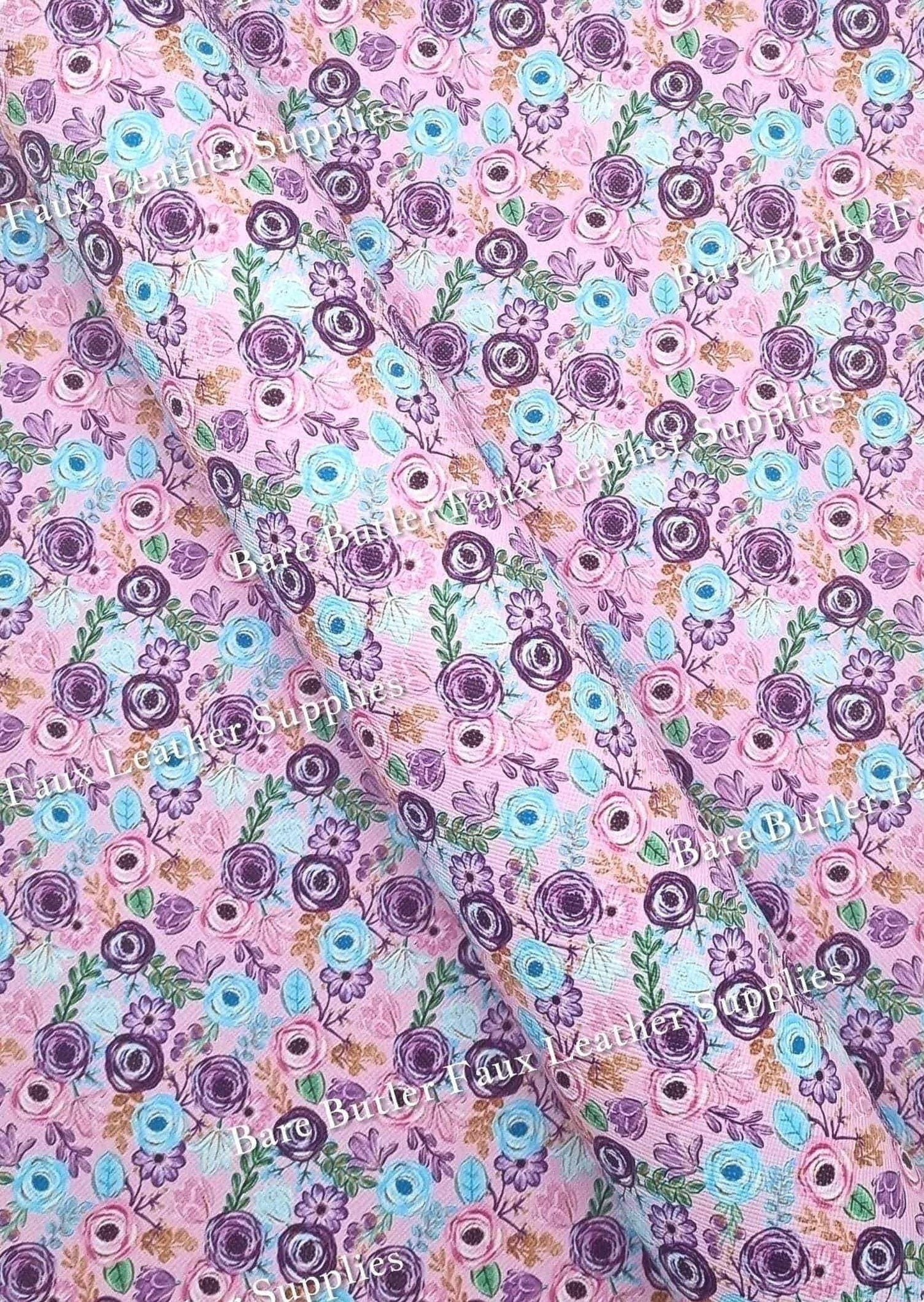 Bowl of Beauty Florals - Faux, Faux Leather, Flora, floral, Florals, flower, Flowers, green, Leather, leatherette, Litchi, peonies, purple, Stripe, Stripes - Bare Butler Faux Leather Supplies