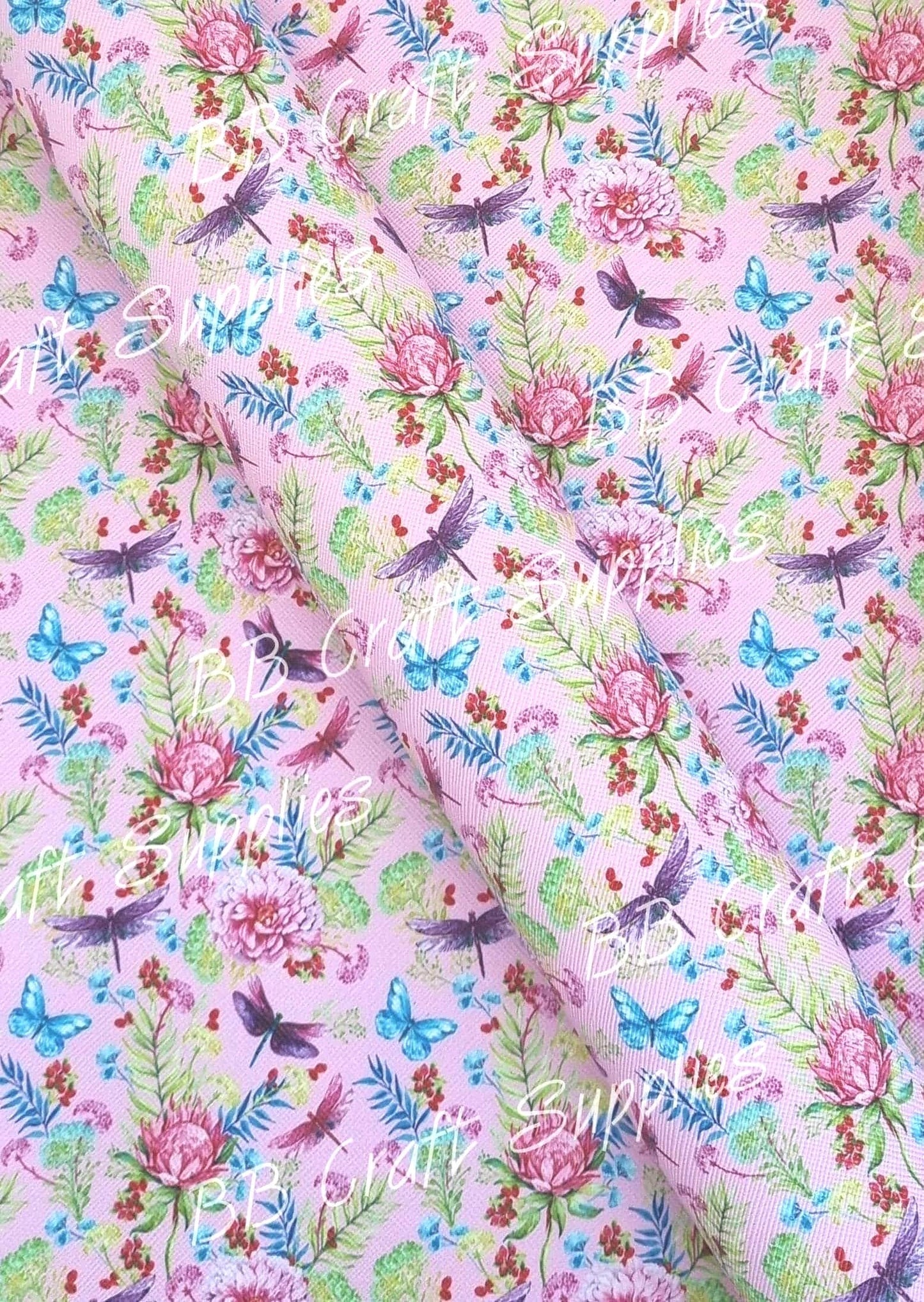 Bring on the Butterflies Faux Leather - Butterfly, Daisies, Daisy, dragonfly, Faux, Faux Leather, floral, flower, Leather, leatherette, Purple - Bare Butler Faux Leather Supplies