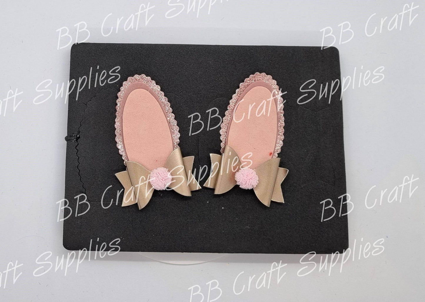 Bunny Ear W/Bow Die - bow, clip, cutting, die, dies, template - Bare Butler Faux Leather Supplies