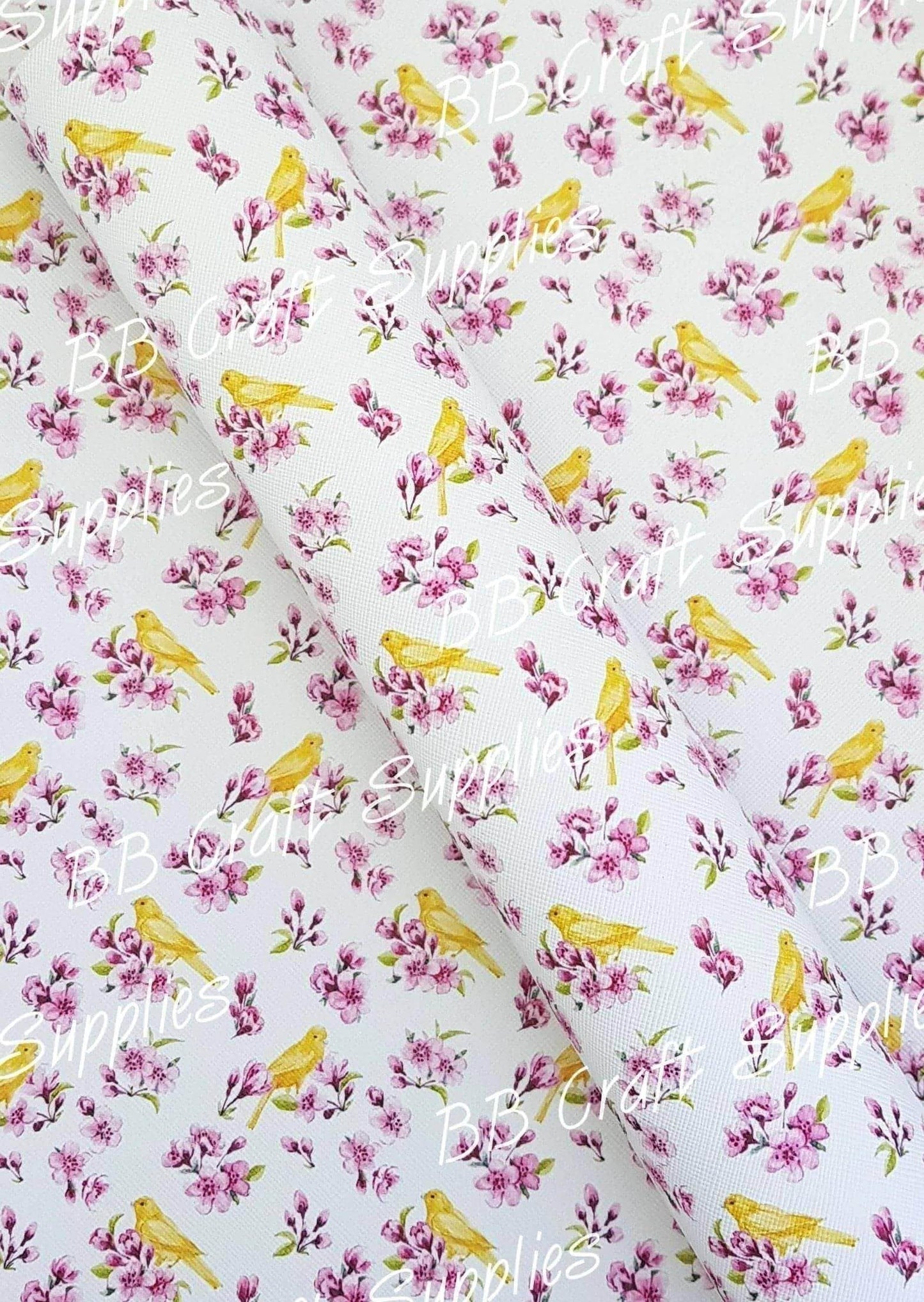 Canary's Faux Leather - Animal, animals, bird, Birds, Canary, Faux, Faux Leather, floral, flower, Leather, leatherette - Bare Butler Faux Leather Supplies
