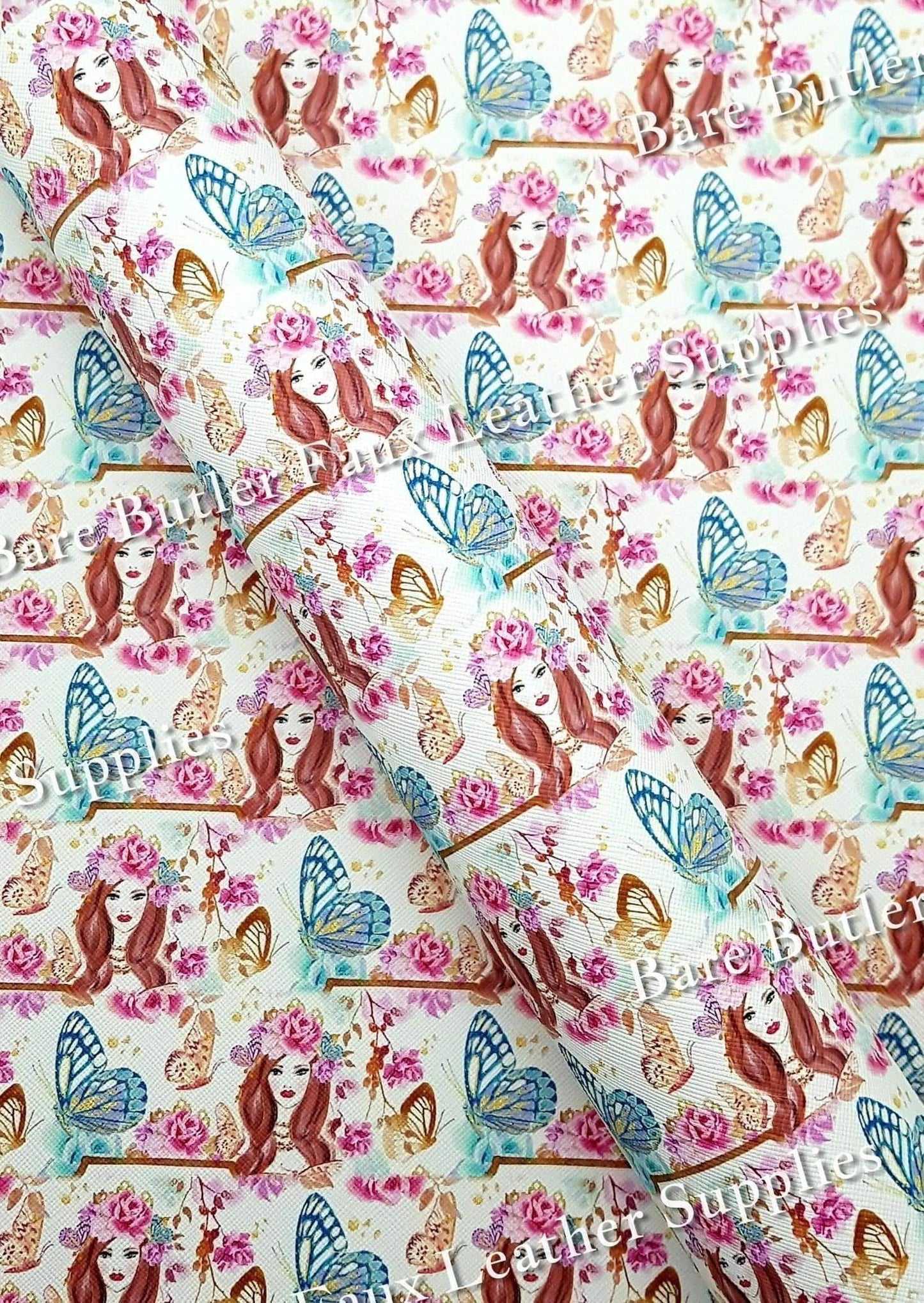 Chloe Faux Leather - Beauty, butterfly, Faux, Faux Leather, Flower, girl, Leather, leatherette - Bare Butler Faux Leather Supplies