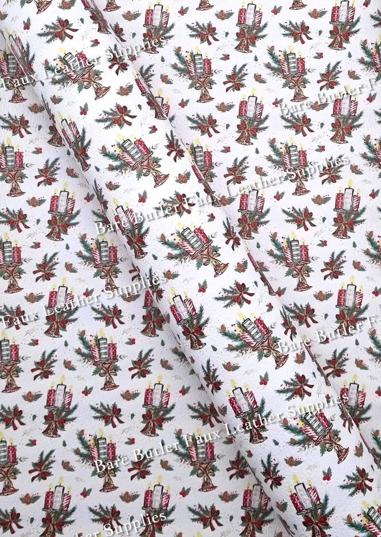 Christmas Candle - Litchi - Christmas Candle, Faux, Faux Leather, floral, Leather, leatherette, Litchi - Bare Butler Faux Leather Supplies