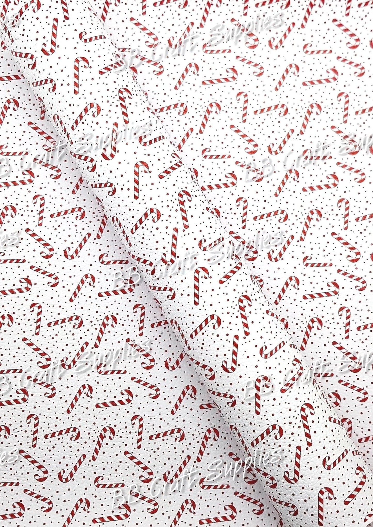 Christmas Candy Canes Litchi - Candy, candy cane, Candy Canes, candycane, CandyLollies, Christmas, Faux, Faux Leather, Leather, leatherette, Litchi - Bare Butler Faux Leather Supplies