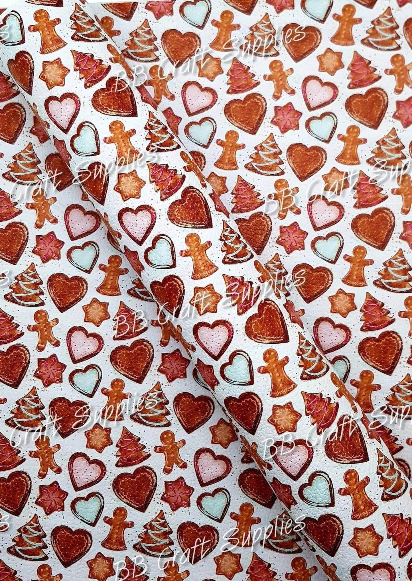 Christmas Cookies Litchi - christmas, cookie, Faux, Faux Leather, Leather, leatherette, Litchi - Bare Butler Faux Leather Supplies