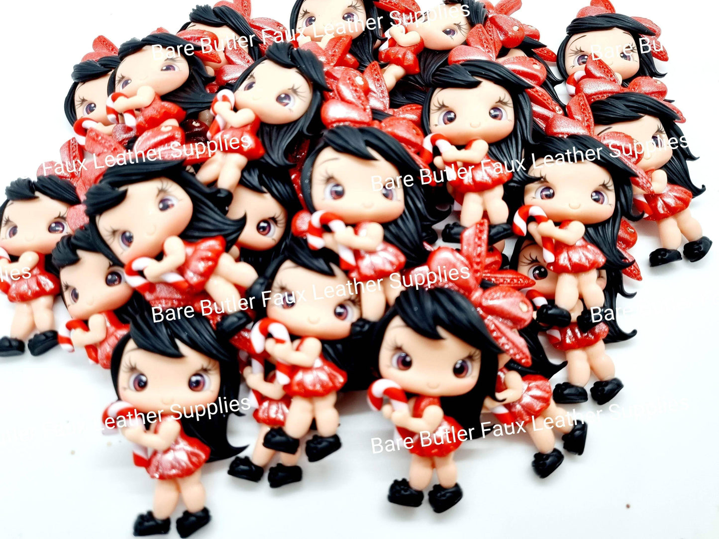 Christmas Girl & Candy Cane - Clay, Clays, girl - Bare Butler Faux Leather Supplies