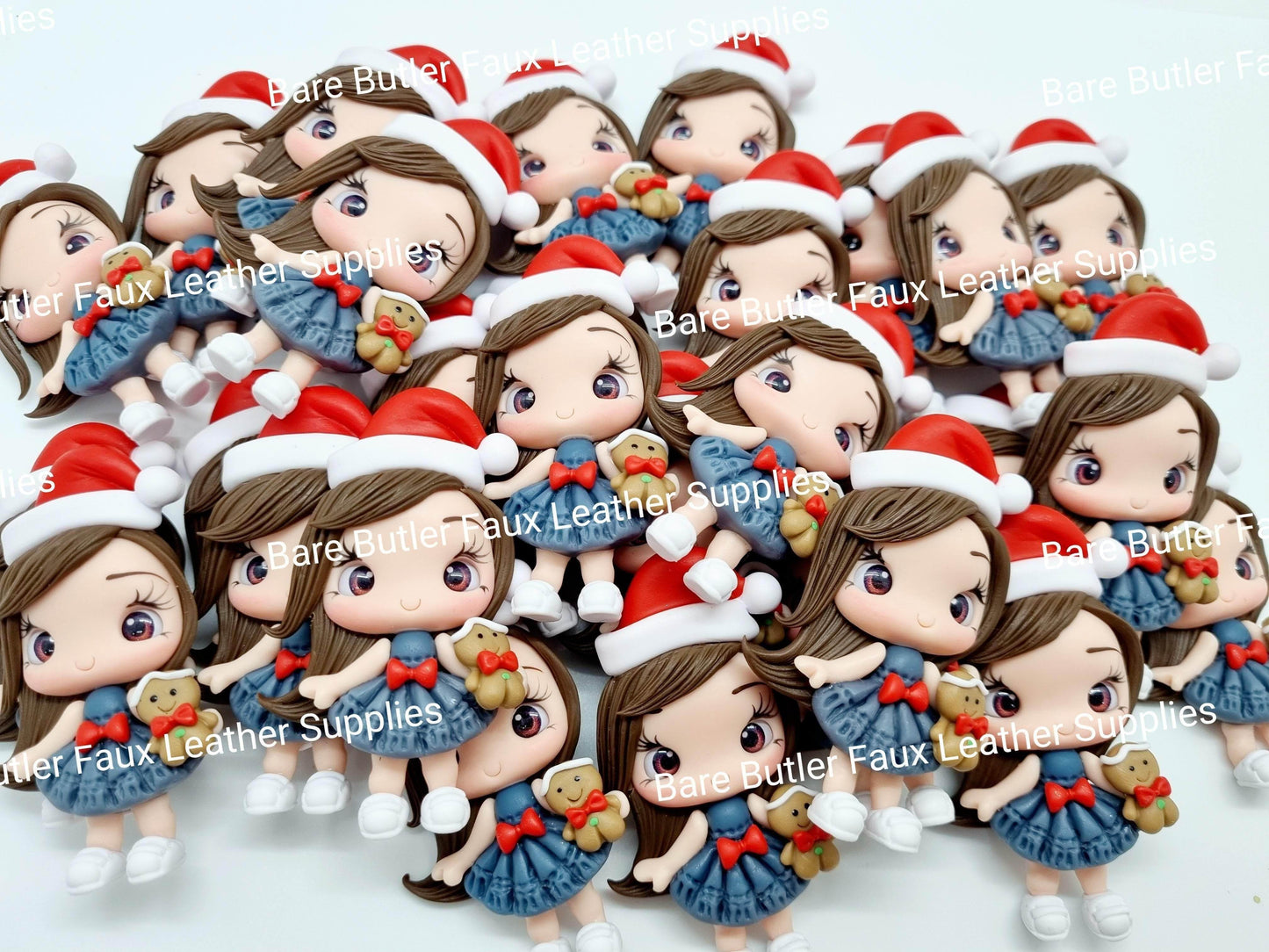 Christmas Girl & Gingerbread Teddy - Clay, Clays, girl - Bare Butler Faux Leather Supplies