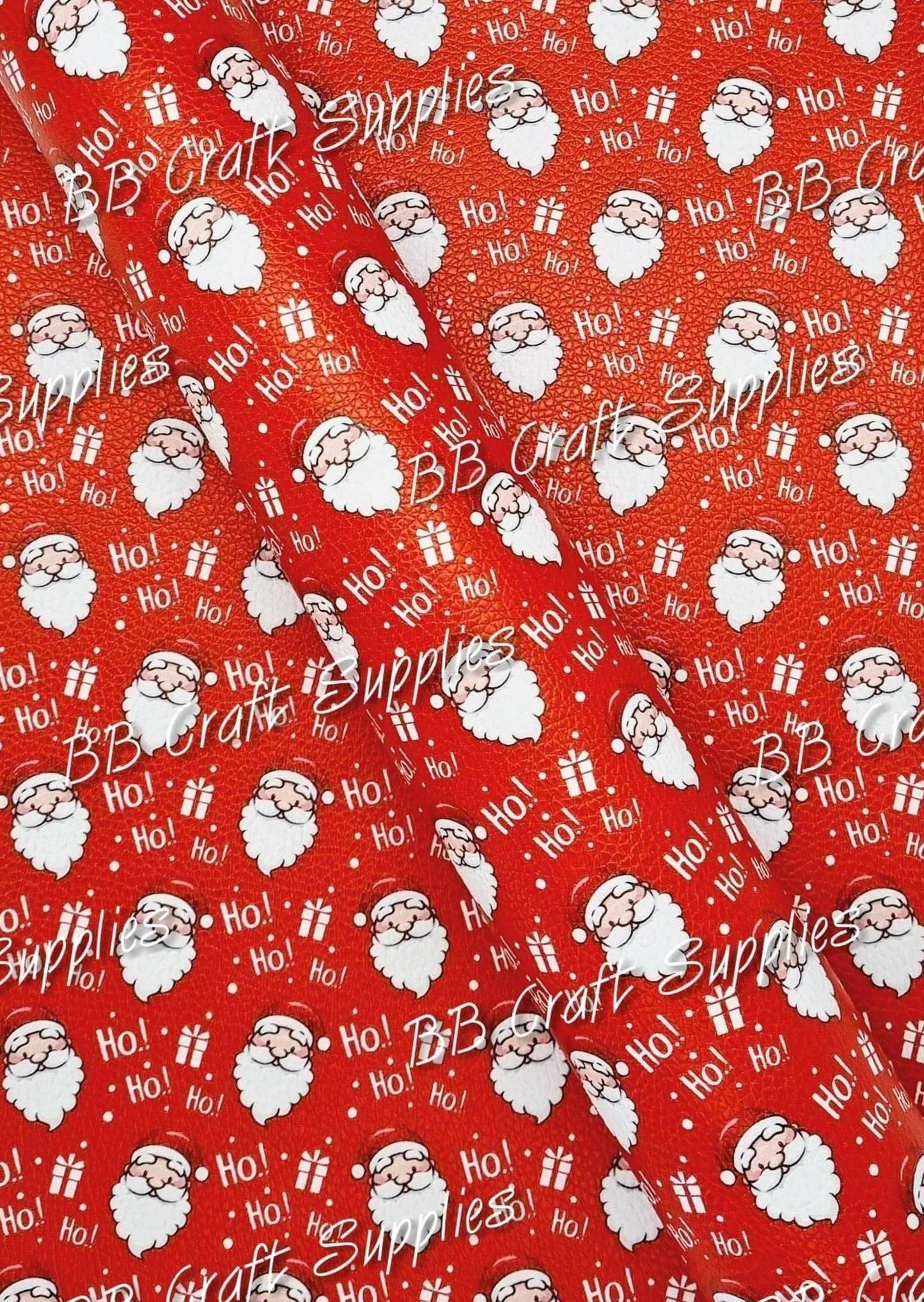 Christmas Jolly Santa Litchi - Christmas, Faux, Faux Leather, ho, jolly, Leather, leatherette, Litchi, santa - Bare Butler Faux Leather Supplies