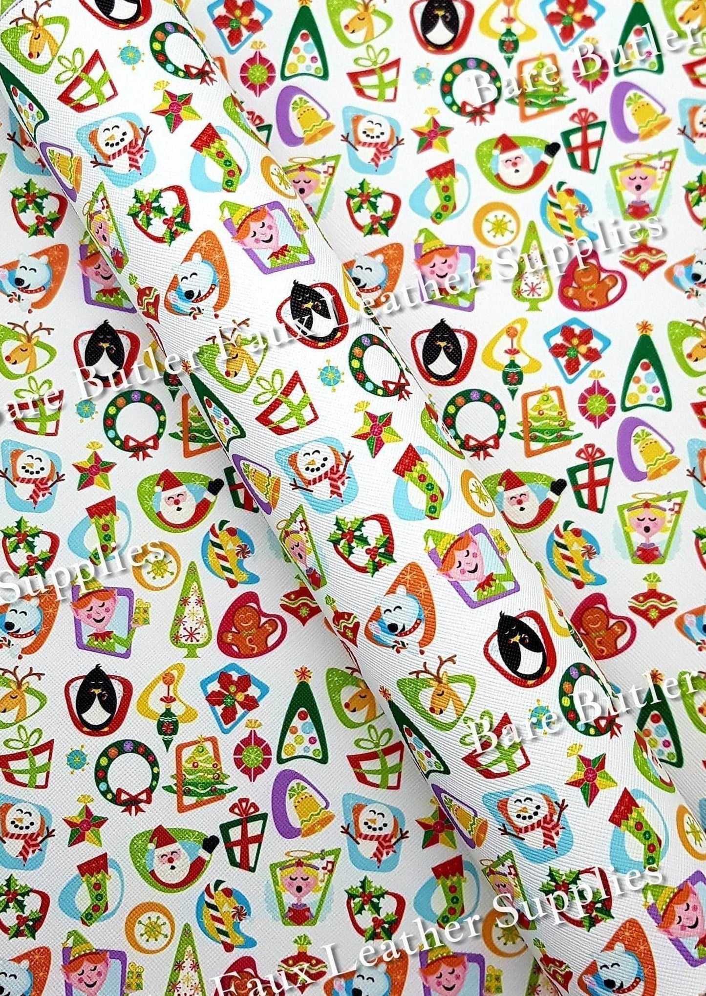 Christmas Party Faux Leather - christmas, Faux, Faux Leather, Leather, leatherette, party - Bare Butler Faux Leather Supplies