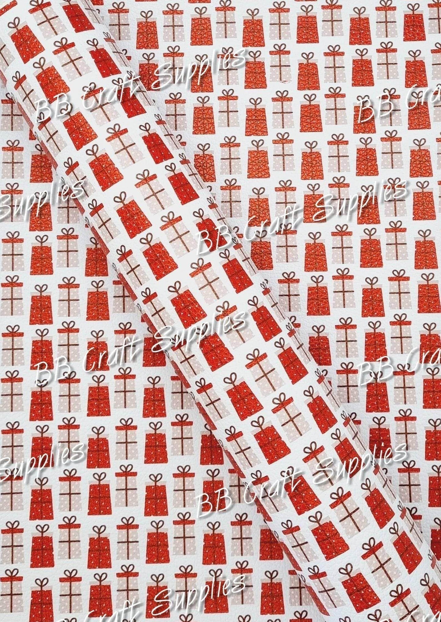 Christmas Presents Litchi - Christmas, Faux, Faux Leather, Leather, leatherette, Litchi, present, presents - Bare Butler Faux Leather Supplies