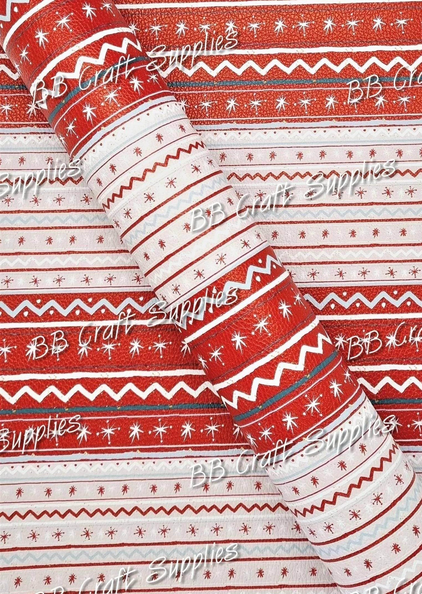 Christmas Red Pattern Litchi - Christmas, Faux, Faux Leather, Leather, Litchi, pattern, Patterns, Red, star - Bare Butler Faux Leather Supplies