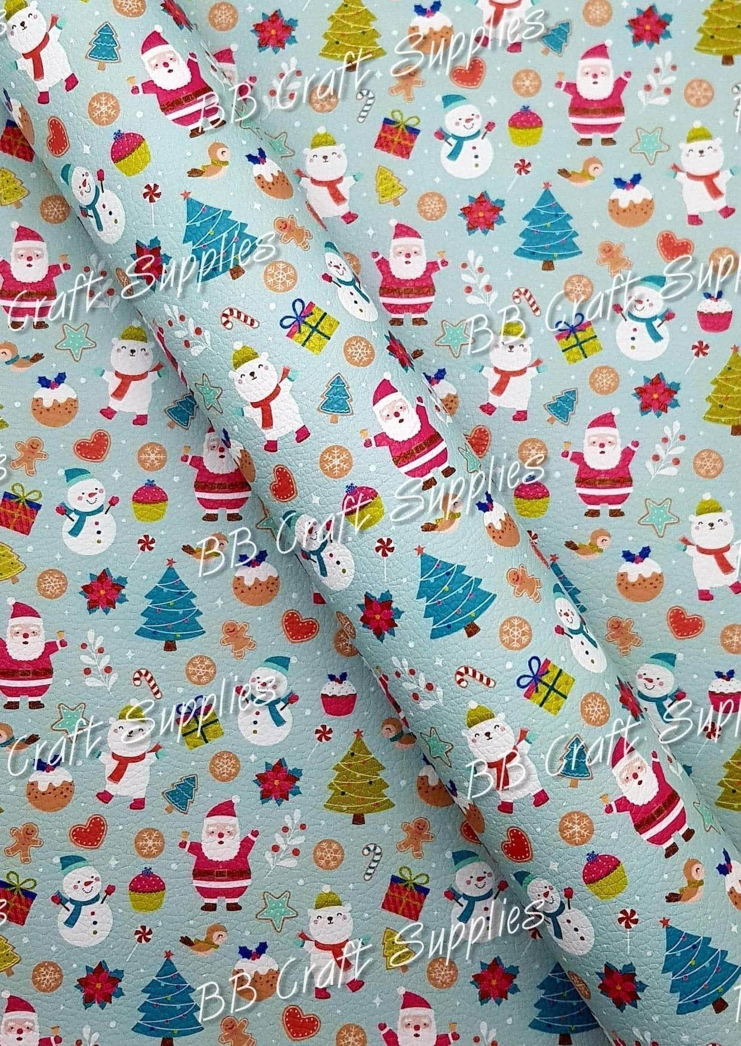 Christmas Santa's Little Helpers Litchi - christmas, elf, Faux, Faux Leather, helper, Leather, leatherette, Litchi, santa, snowman - Bare Butler Faux Leather Supplies