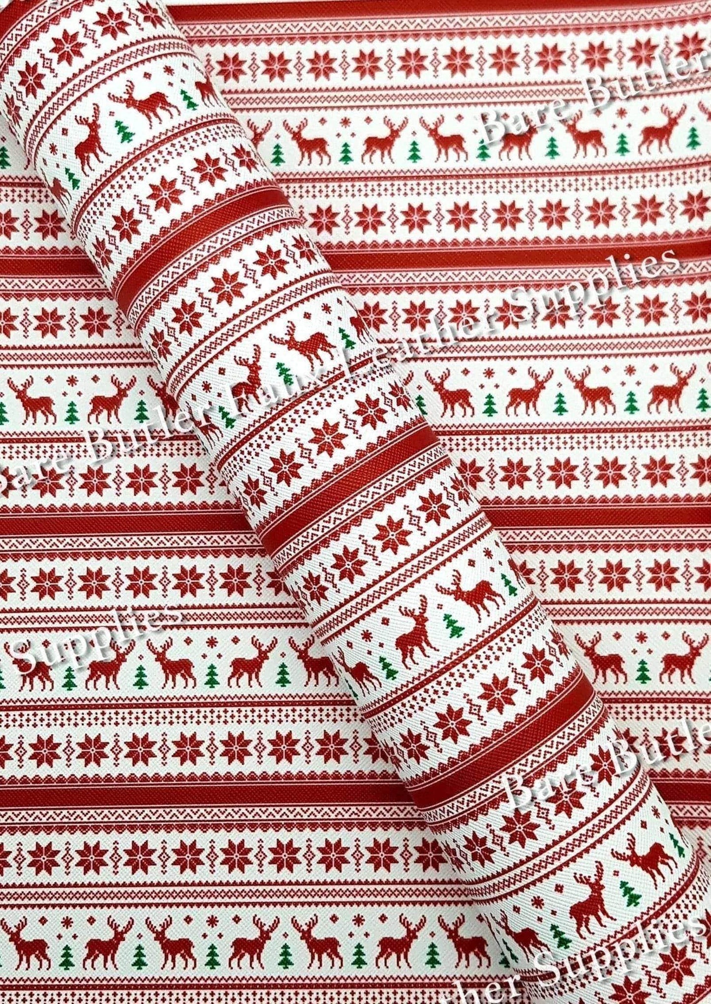 Christmas Sweater Faux Leather - Christmas, Faux, Faux Leather, holiday, Leather, leatherette, sweater - Bare Butler Faux Leather Supplies