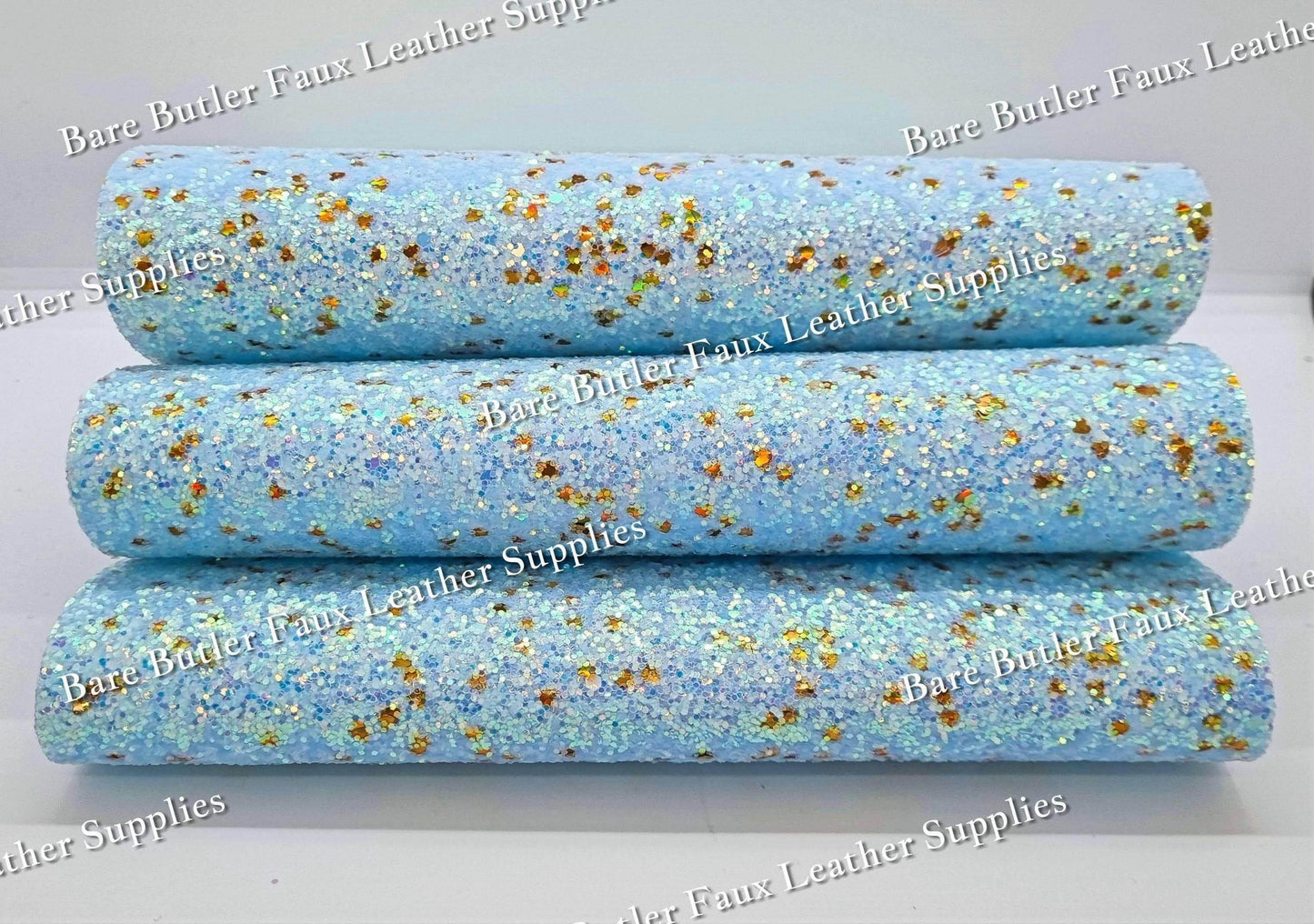 Chunky Glitter - Blue/Gold Shimmer - blue, Chunky, Faux, Faux Leather, glitter, gold, leather, leatherette, sparkles - Bare Butler Faux Leather Supplies