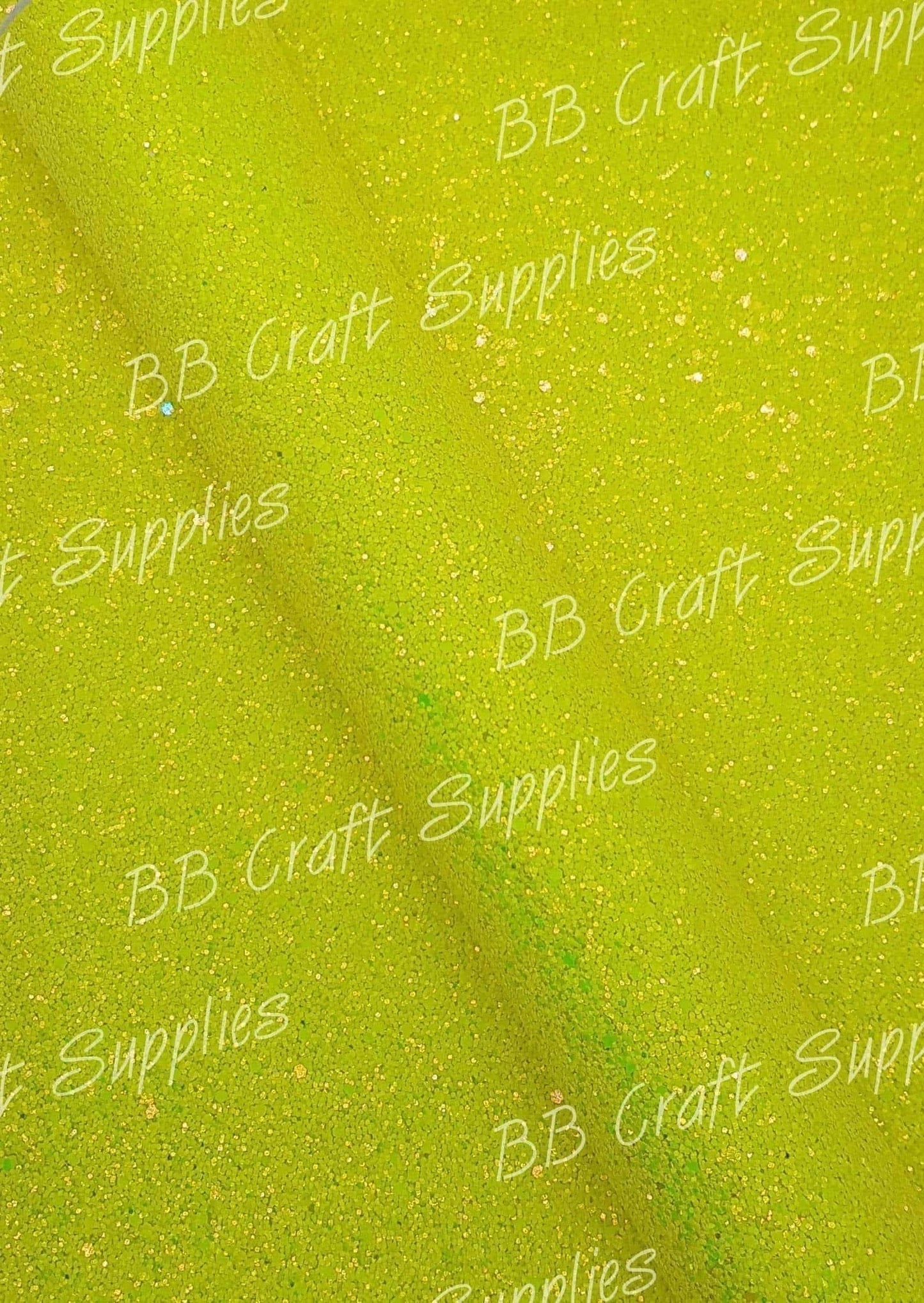Chunky Glitter - Fluro Yellow - Chunky, Faux, Faux Leather, Fluro, glitter, leather, leatherette, Yellow - Bare Butler Faux Leather Supplies