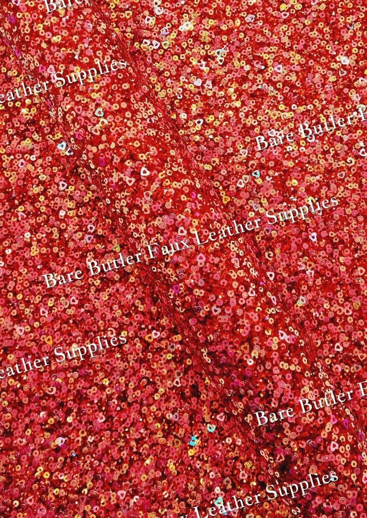 Chunky Glitter Sequin Mix Red - chunky, Faux, Faux Leather, Glitter, Leather, leatherette, Sequin - Bare Butler Faux Leather Supplies
