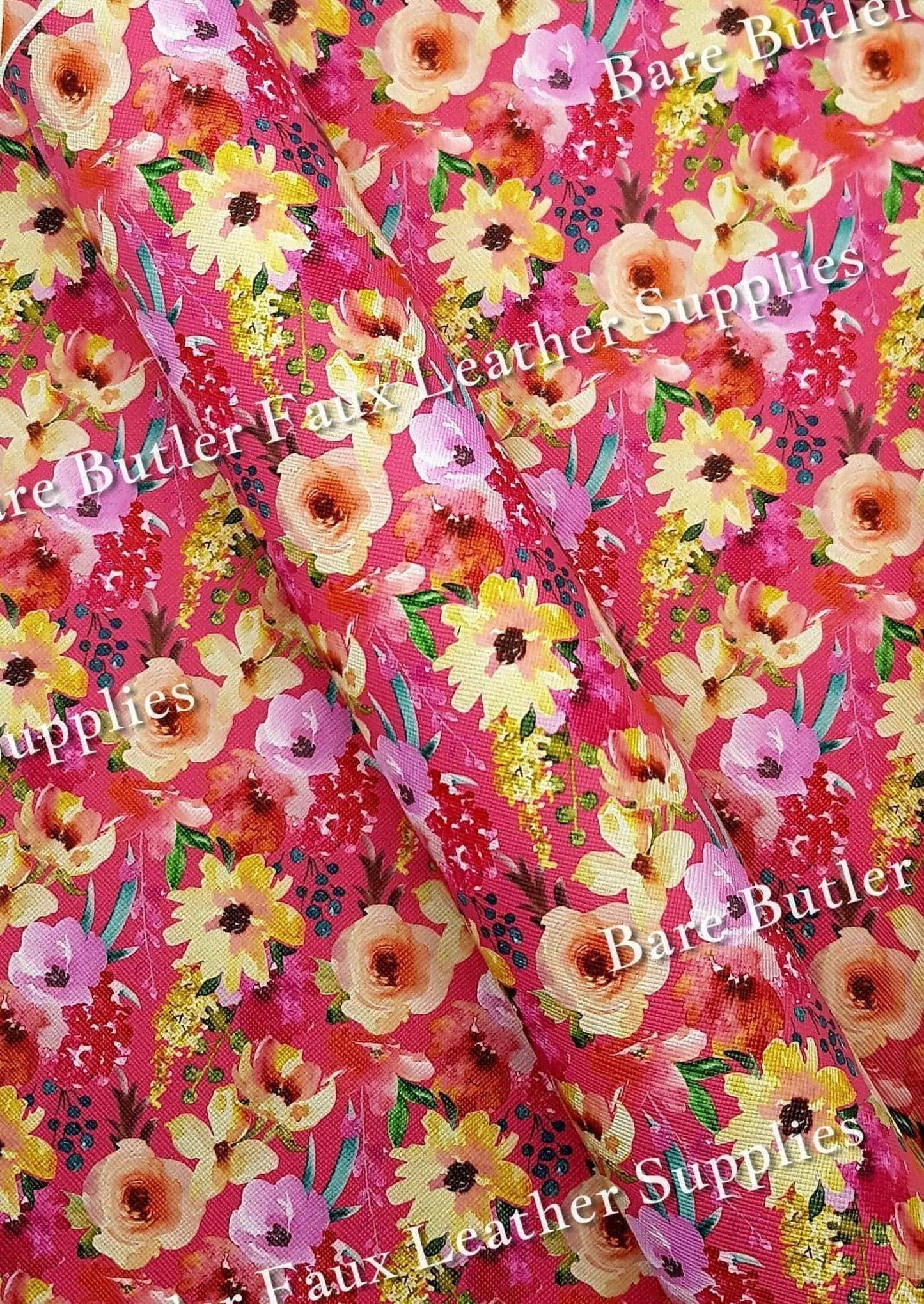 Cottage Garden Flowers Faux Leather - cottage, Faux, Faux Leather, floral, flower, flowers, garden, Leather, leatherette, spring, Whats new - Bare Butler Faux Leather Supplies