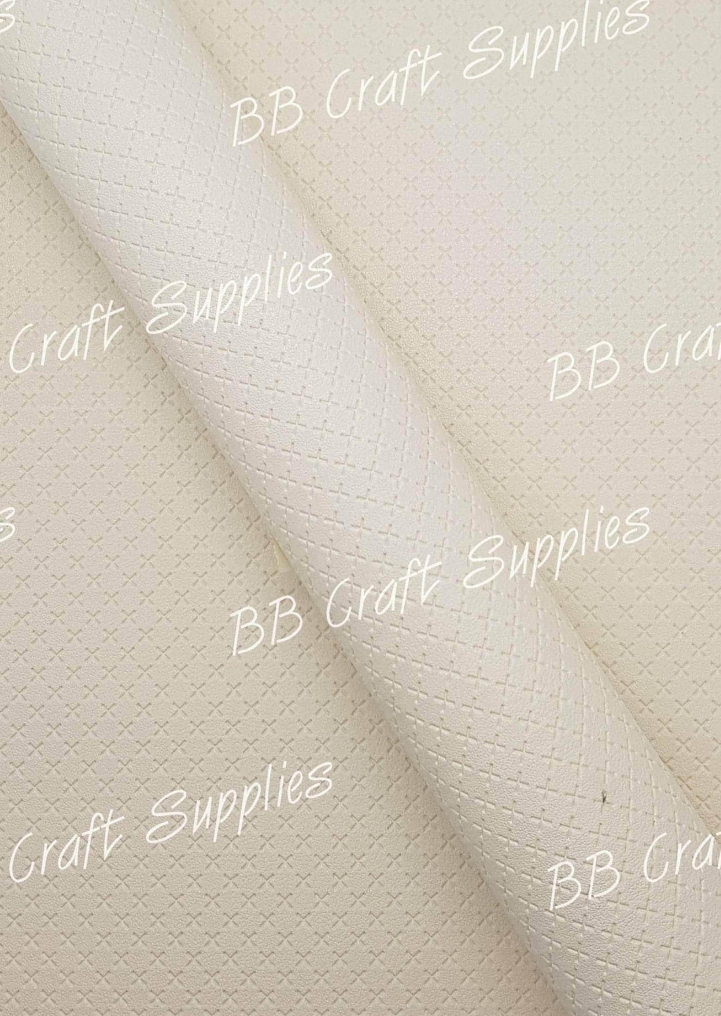 Cross Texture - Cream - Cream, cross, faux, Faux Leather, Leather, leatherette - Bare Butler Faux Leather Supplies