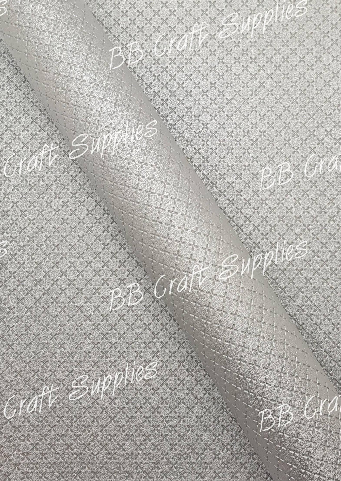 Cross Texture - Silver - cross, faux, Faux Leather, Leather, leatherette, silver - Bare Butler Faux Leather Supplies
