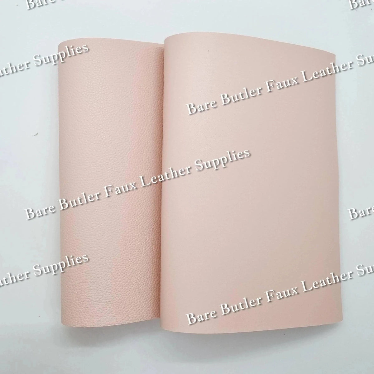 Double Sided Solid Colour Litchi - Pale Pink - Faux, Faux Leather, Leather, leatherette - Bare Butler Faux Leather Supplies