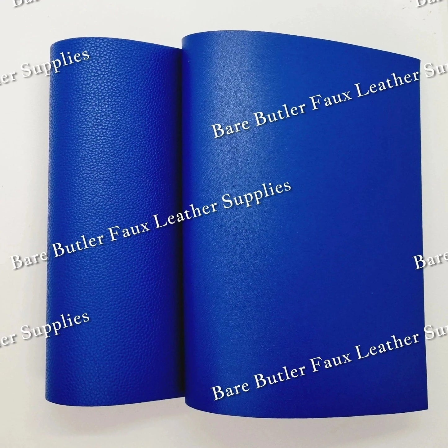 Double Sided Solid Colour Litchi - Royal Blue - Faux, Faux Leather, Leather, leatherette - Bare Butler Faux Leather Supplies