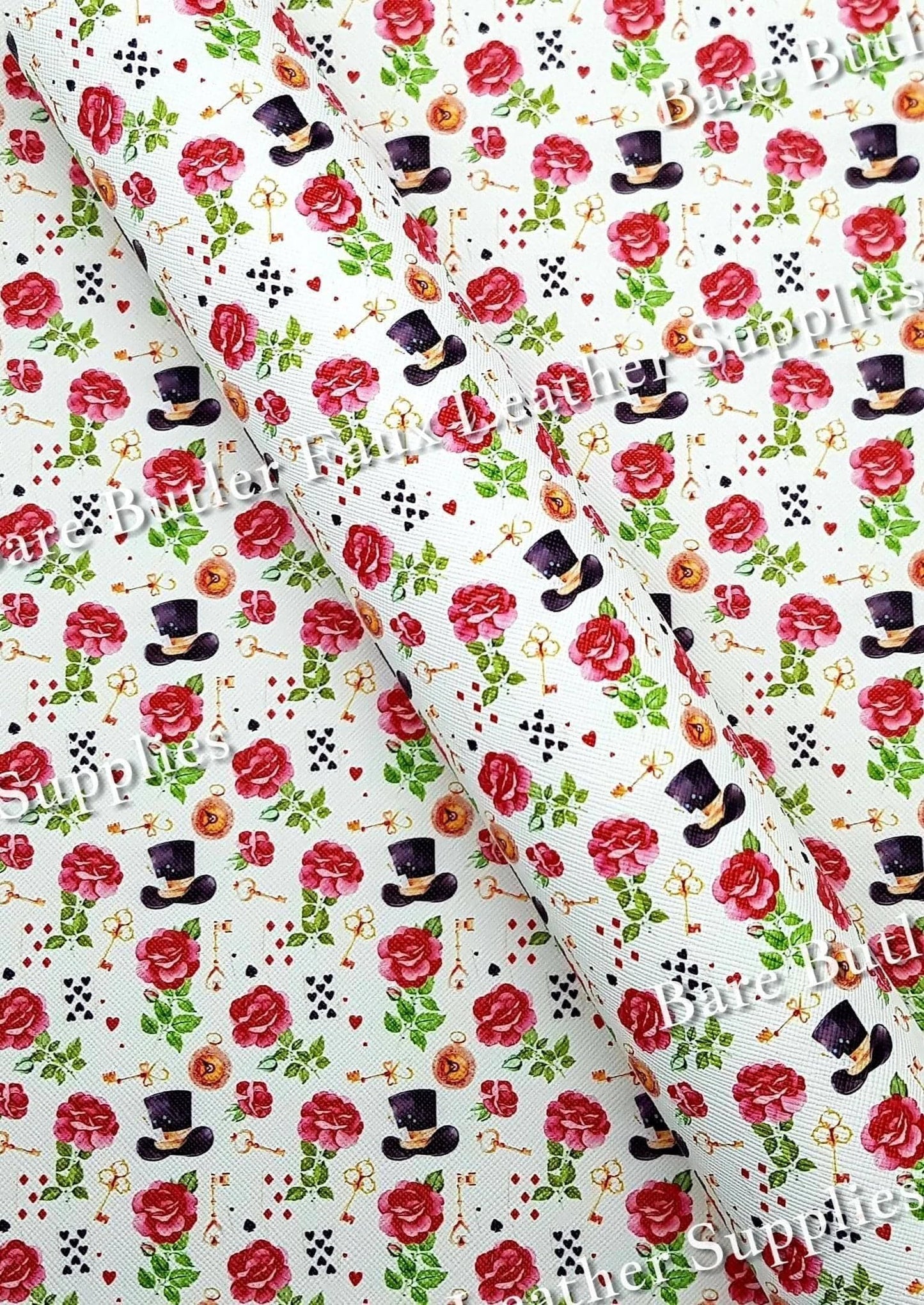 Down the Rabbit Hole Faux Leather - Alice, Alice in wonderland, Faux, Faux Leather, Leather, leatherette - Bare Butler Faux Leather Supplies