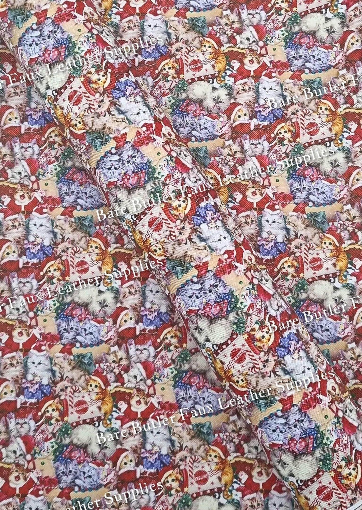 Express Kitty Faux Leather - cat, christmas, express, Faux, Faux Leather, kitty, Leather, leatherette, letter, santa - Bare Butler Faux Leather Supplies