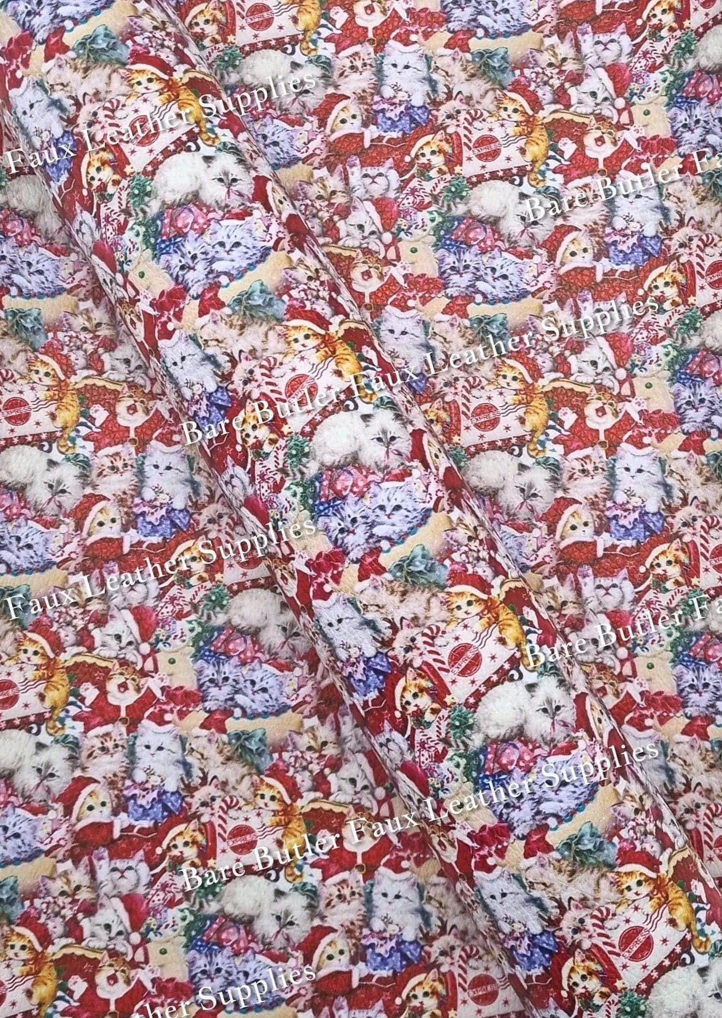 Express Kitty Litchi - cat, christmas, express, Faux, Faux Leather, kitty, Leather, leatherette, letter, santa - Bare Butler Faux Leather Supplies