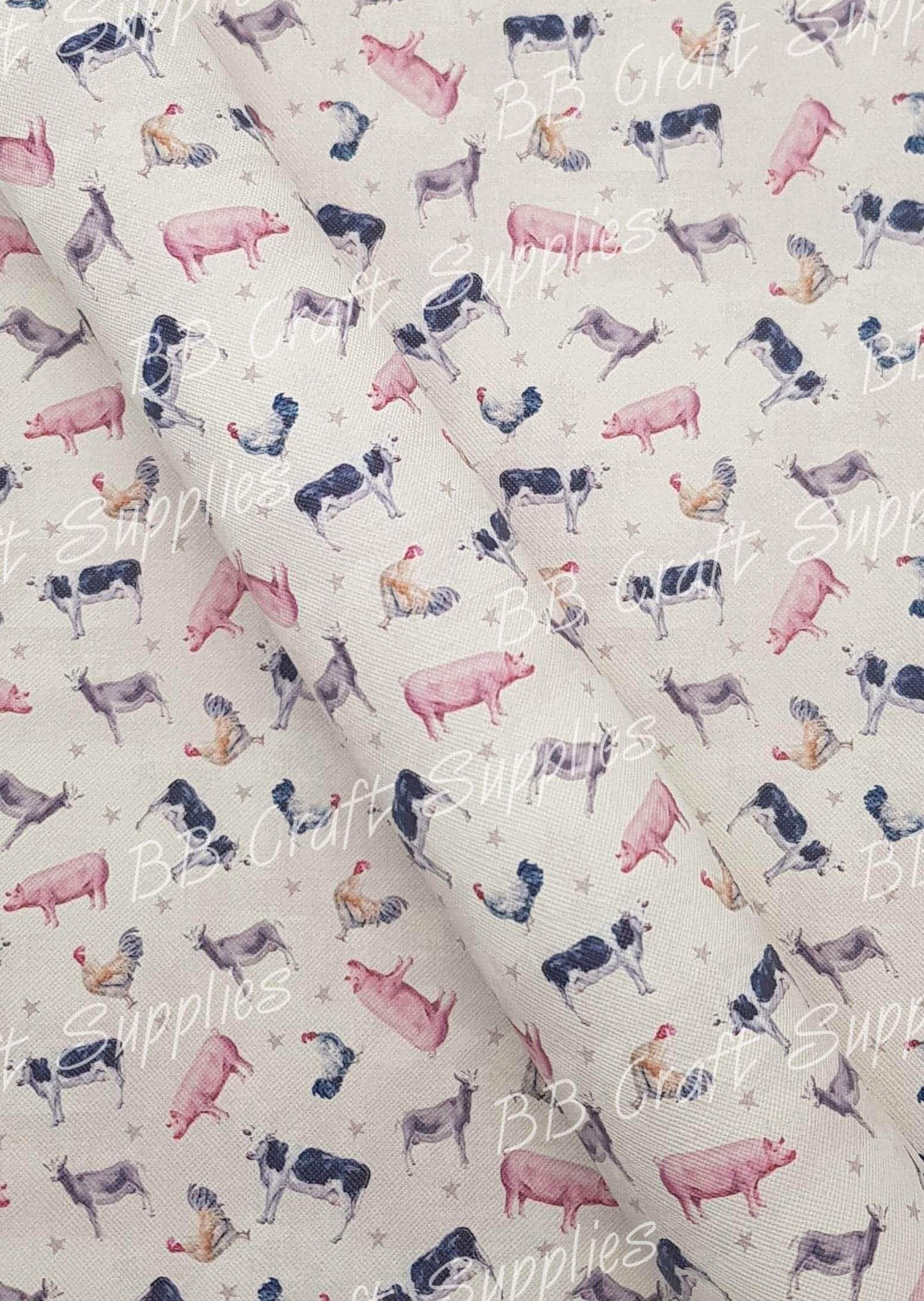 Farm Animals Faux Leather - Animals, country, country cow, Cow, Farm, Faux, Faux Leather, Leather, leatherette, pig, sheep - Bare Butler Faux Leather Supplies