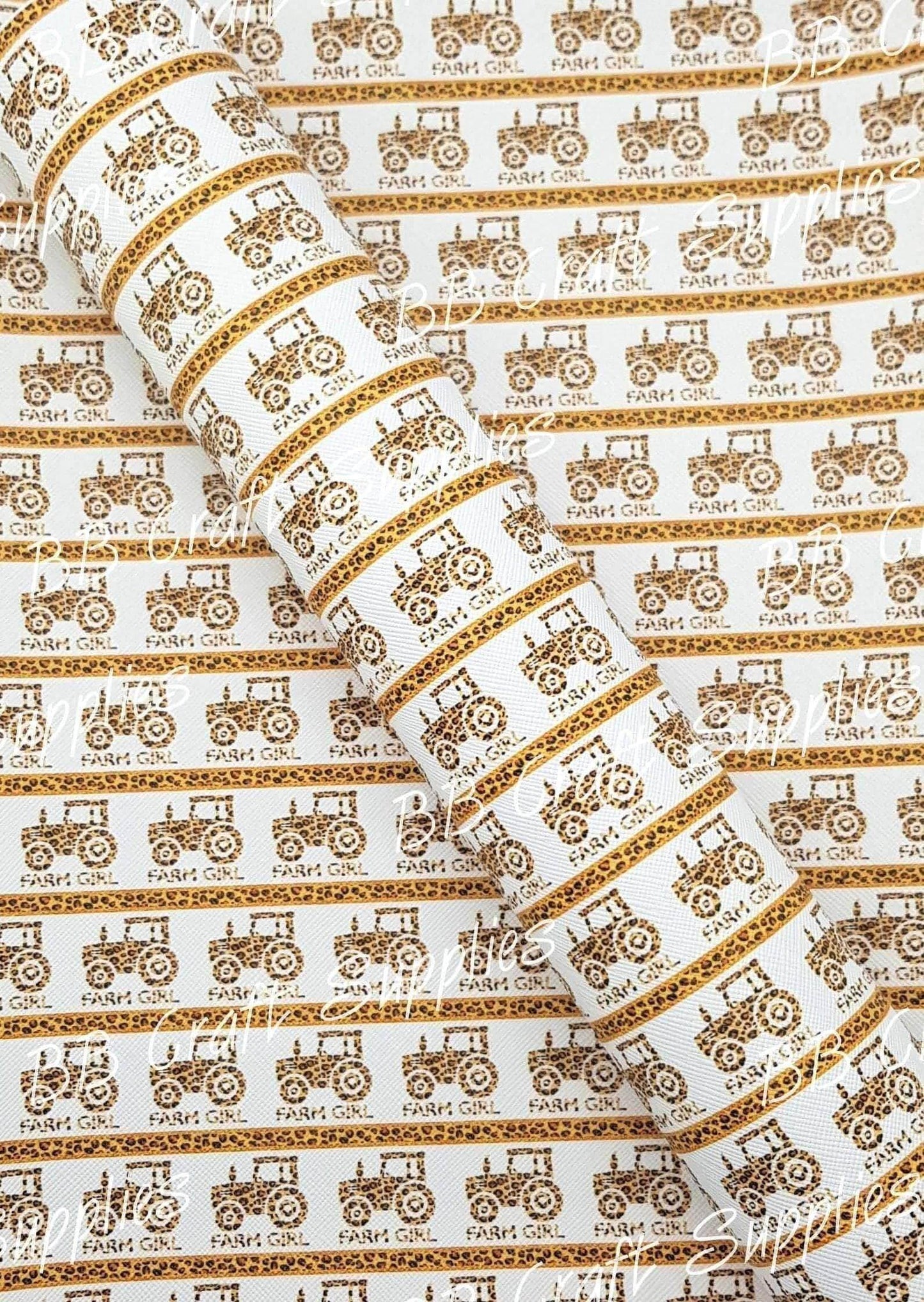 Farm Girl Faux Leather - country, Farm, Faux, Faux Leather, Leather, leatherette, Leopard, Tractor - Bare Butler Faux Leather Supplies