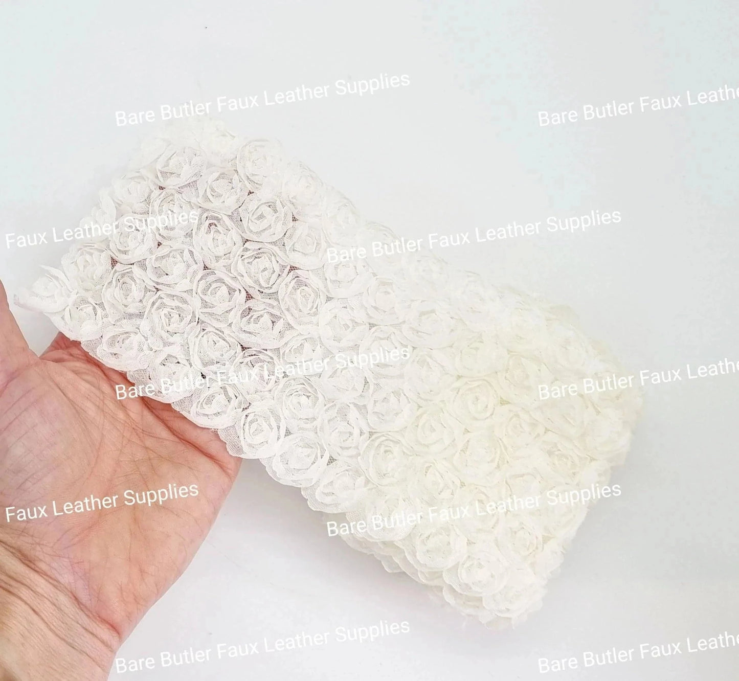 Floral lace Mesh Cream - - Bare Butler Faux Leather Supplies