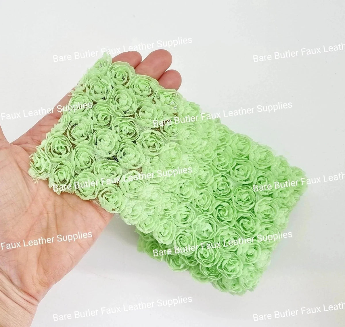 Floral lace Mesh Green - - Bare Butler Faux Leather Supplies