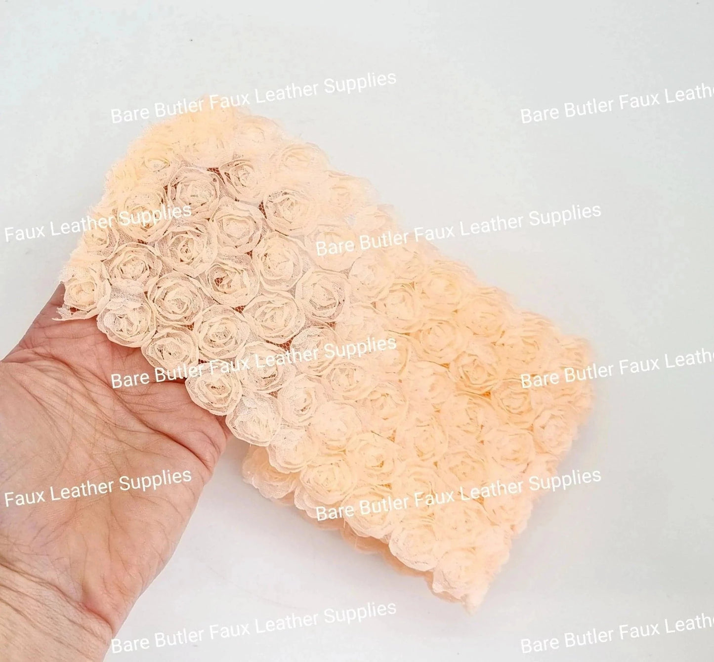 Floral lace Mesh Peach - - Bare Butler Faux Leather Supplies