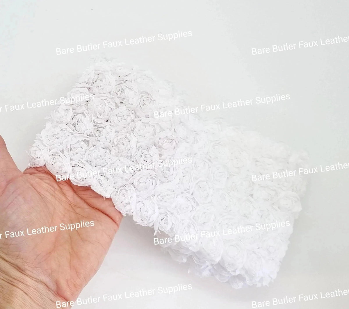 Floral lace Mesh White - - Bare Butler Faux Leather Supplies