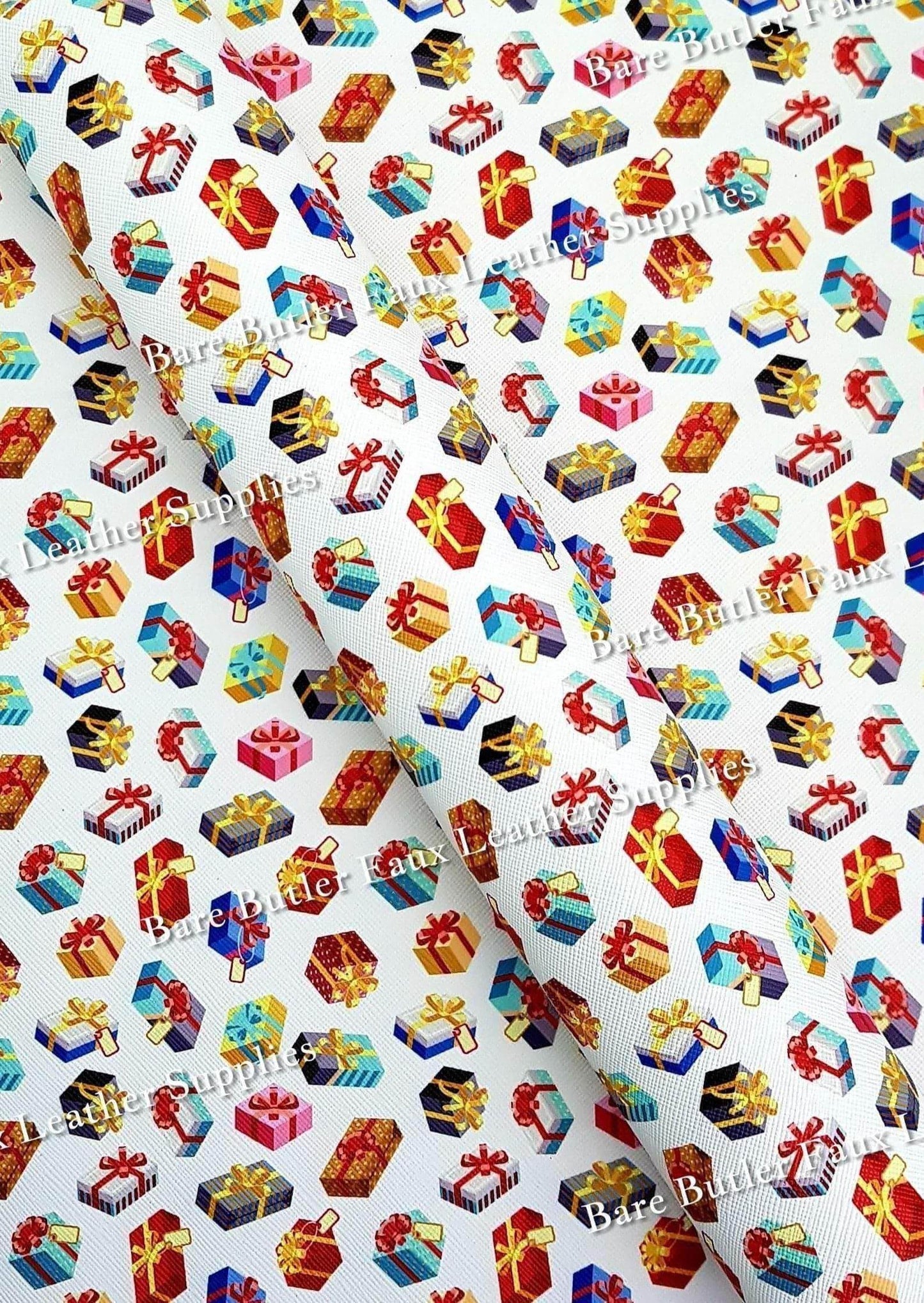 Gift Giving Faux Leather - christmas, Faux, Faux Leather, Leather, leatherette, pattern, present, presents - Bare Butler Faux Leather Supplies