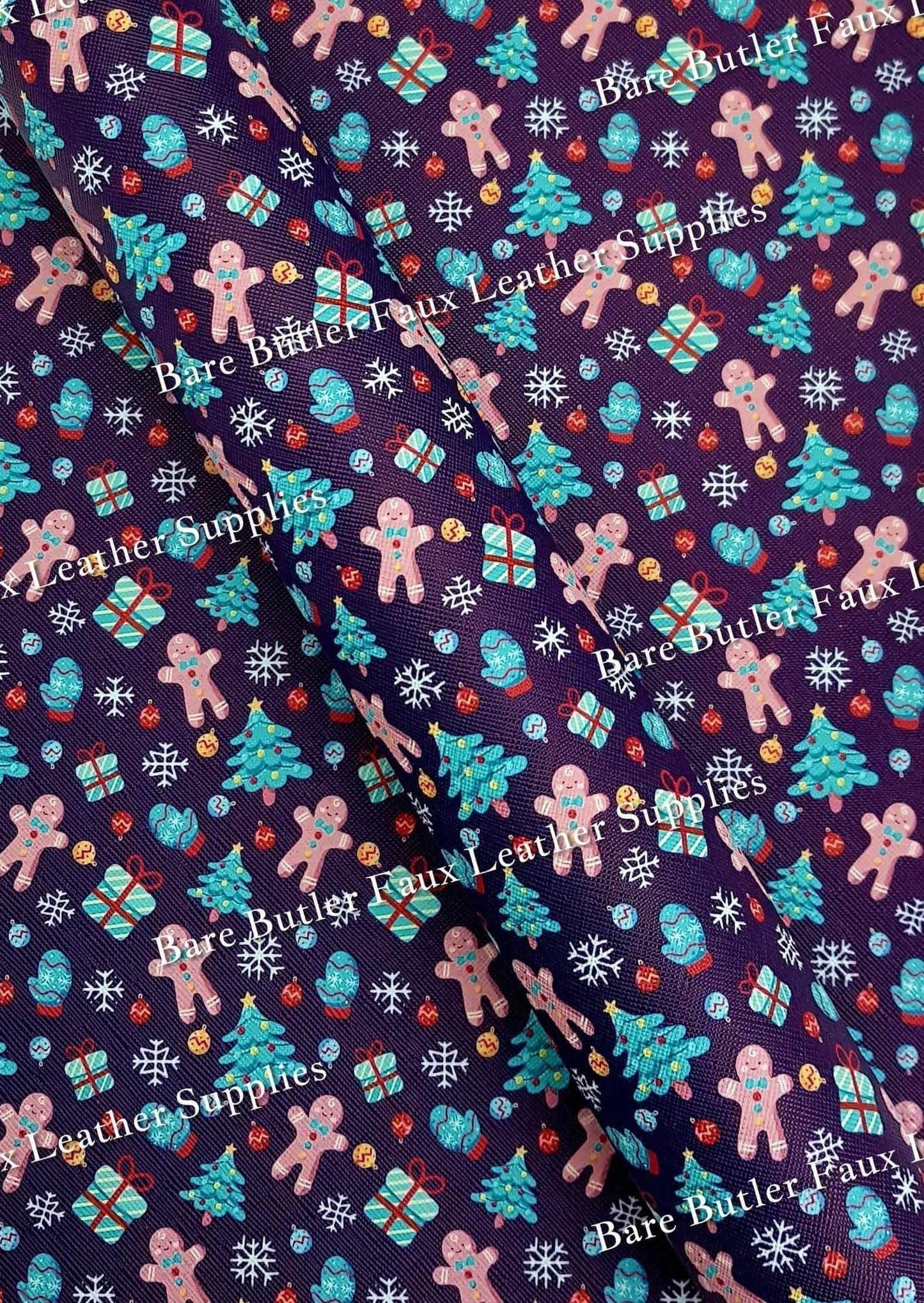 Gingerbread Man Faux Leather - christmas, Faux, Faux Leather, Gingerbread, Leather, leatherette, pattern - Bare Butler Faux Leather Supplies