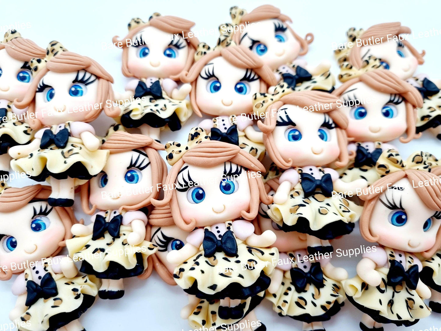 Girl in Leopard Dress & Bow Dress - Clay, Clays, Leopard - Bare Butler Faux Leather Supplies