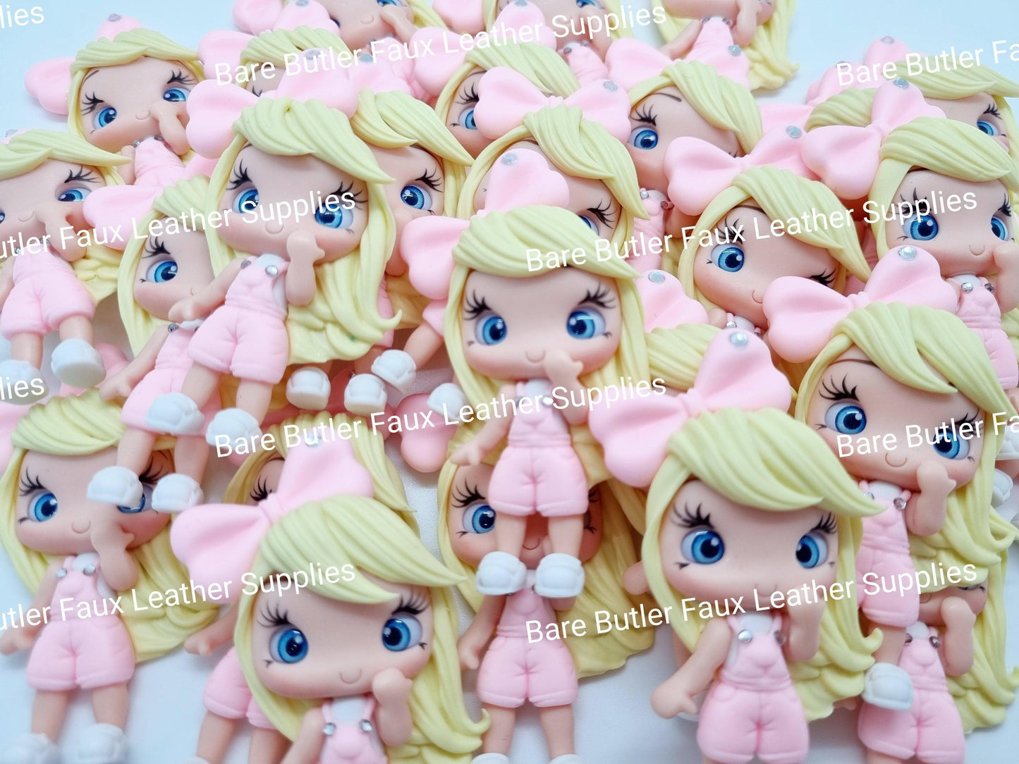 Girl in Pink Overalls - Clay, Clays, girl, pink - Bare Butler Faux Leather Supplies