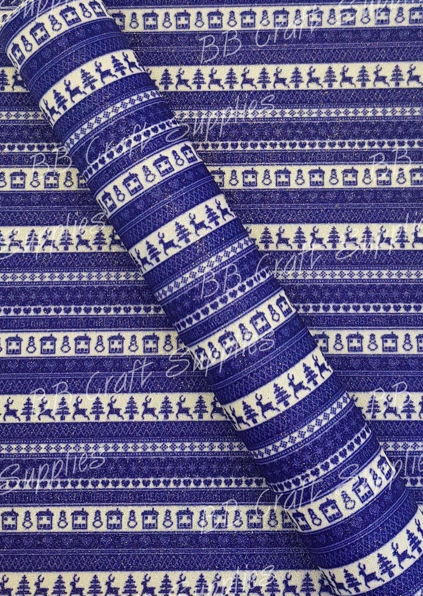 Glitter Holiday Sweater Blue - Faux, Faux Leather, Floral, Glitter, snowflake - Bare Butler Faux Leather Supplies