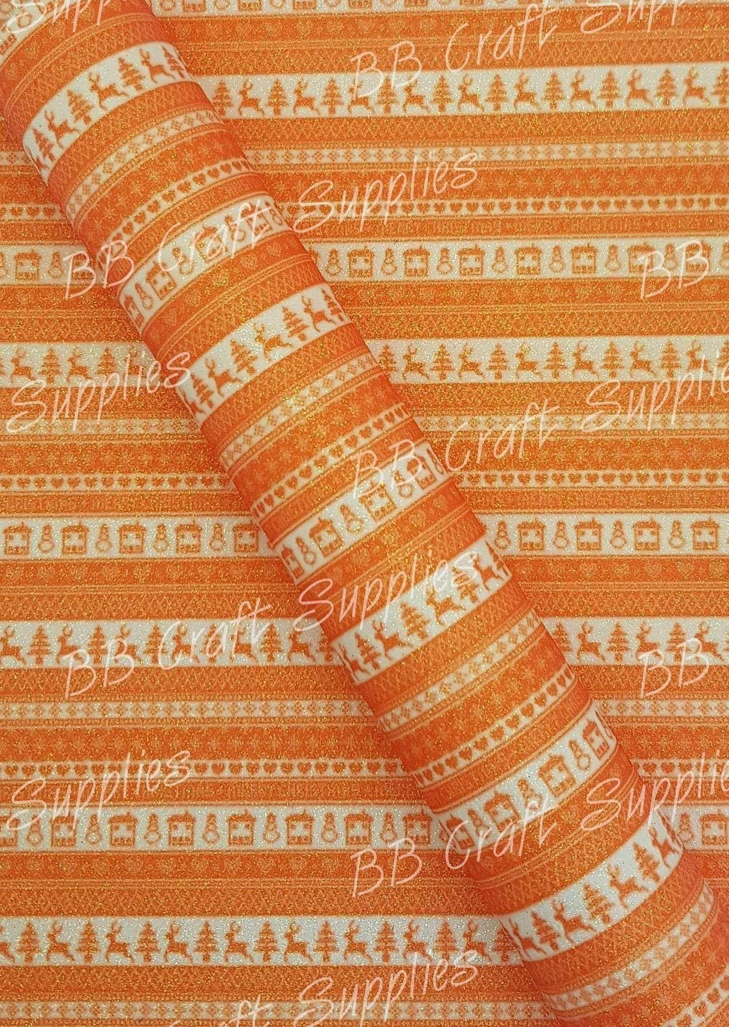 Glitter Holiday Sweater Orange - Faux, Faux Leather, Floral, Glitter, snowflake - Bare Butler Faux Leather Supplies