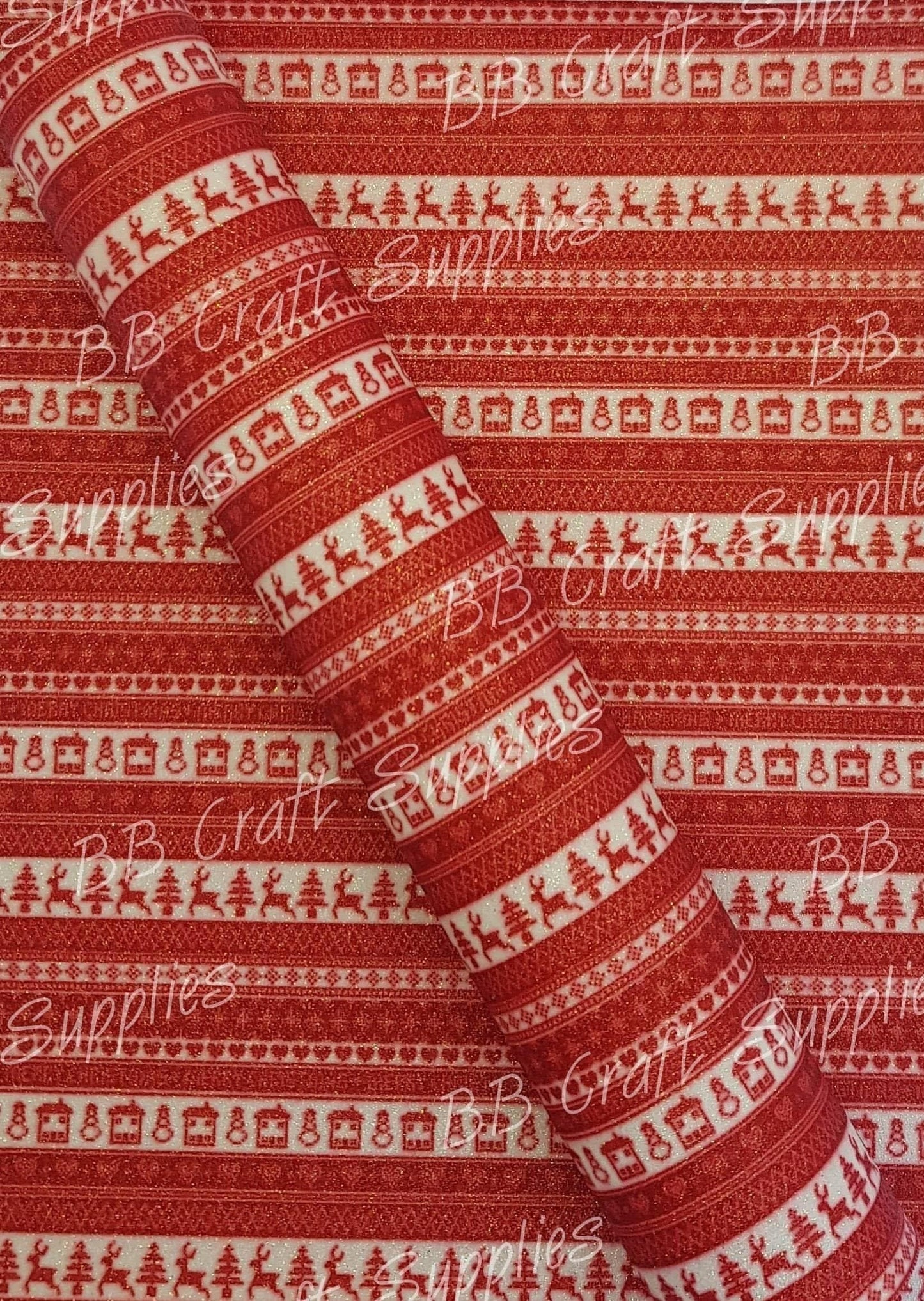 Glitter Holiday Sweater Red - Faux, Faux Leather, Floral, Glitter, snowflake - Bare Butler Faux Leather Supplies