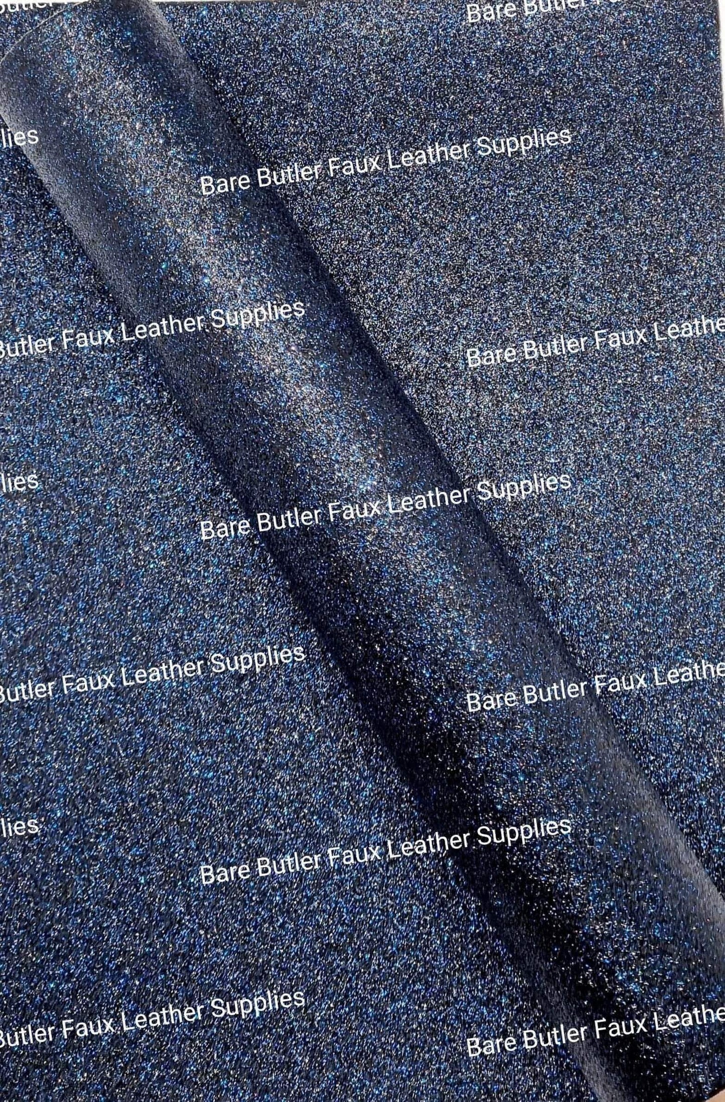 Glitter - Midnight Sky Blue - Berry, Faux, Faux Leather, Fine, Glitter, Leather, leatherette, Super - Bare Butler Faux Leather Supplies