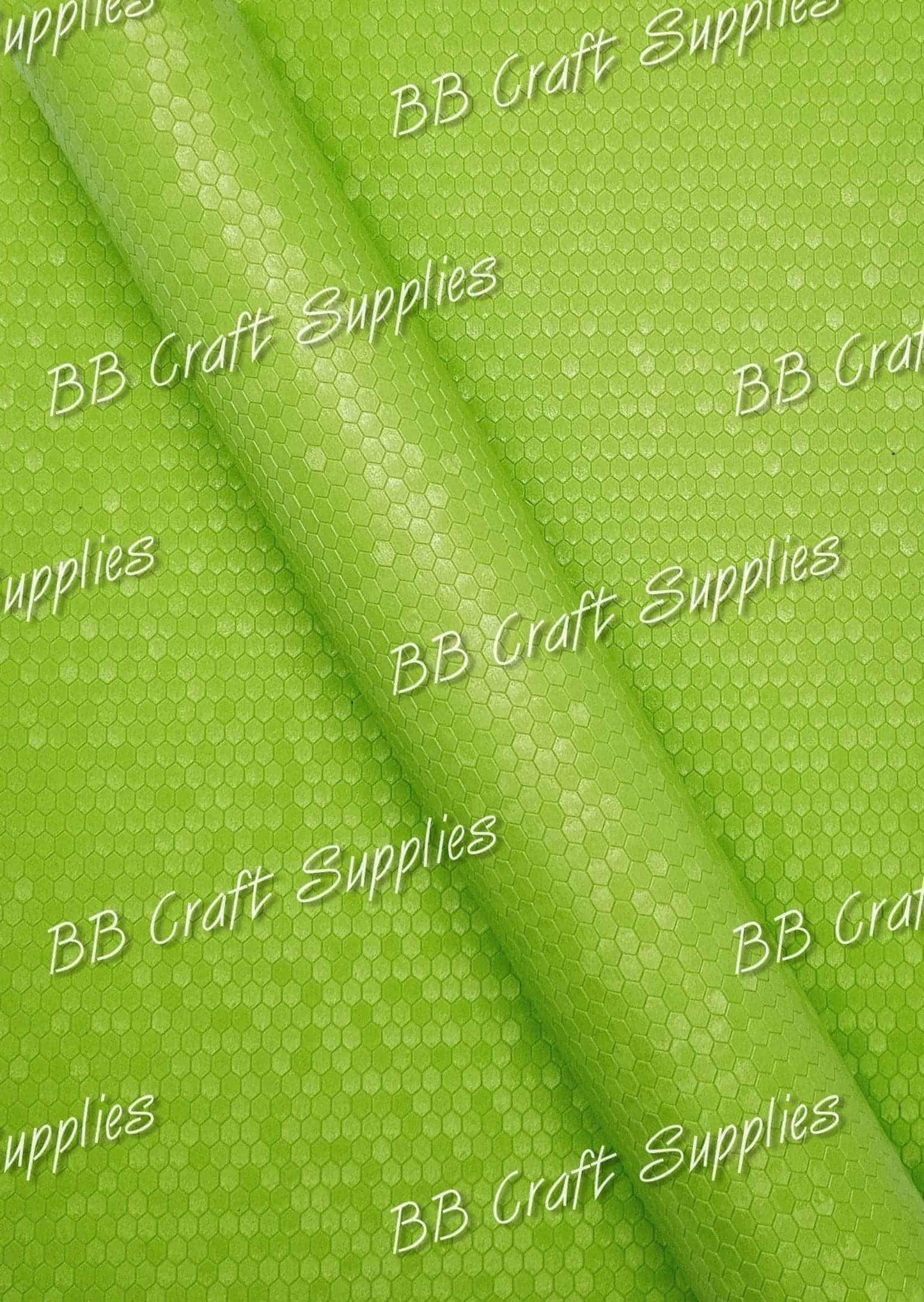 Green Embossed Honeycomb - embossed, Faux, Faux Leather, Honeycomb, Leather, leatherette, metallic, shimmer, shine - Bare Butler Faux Leather Supplies