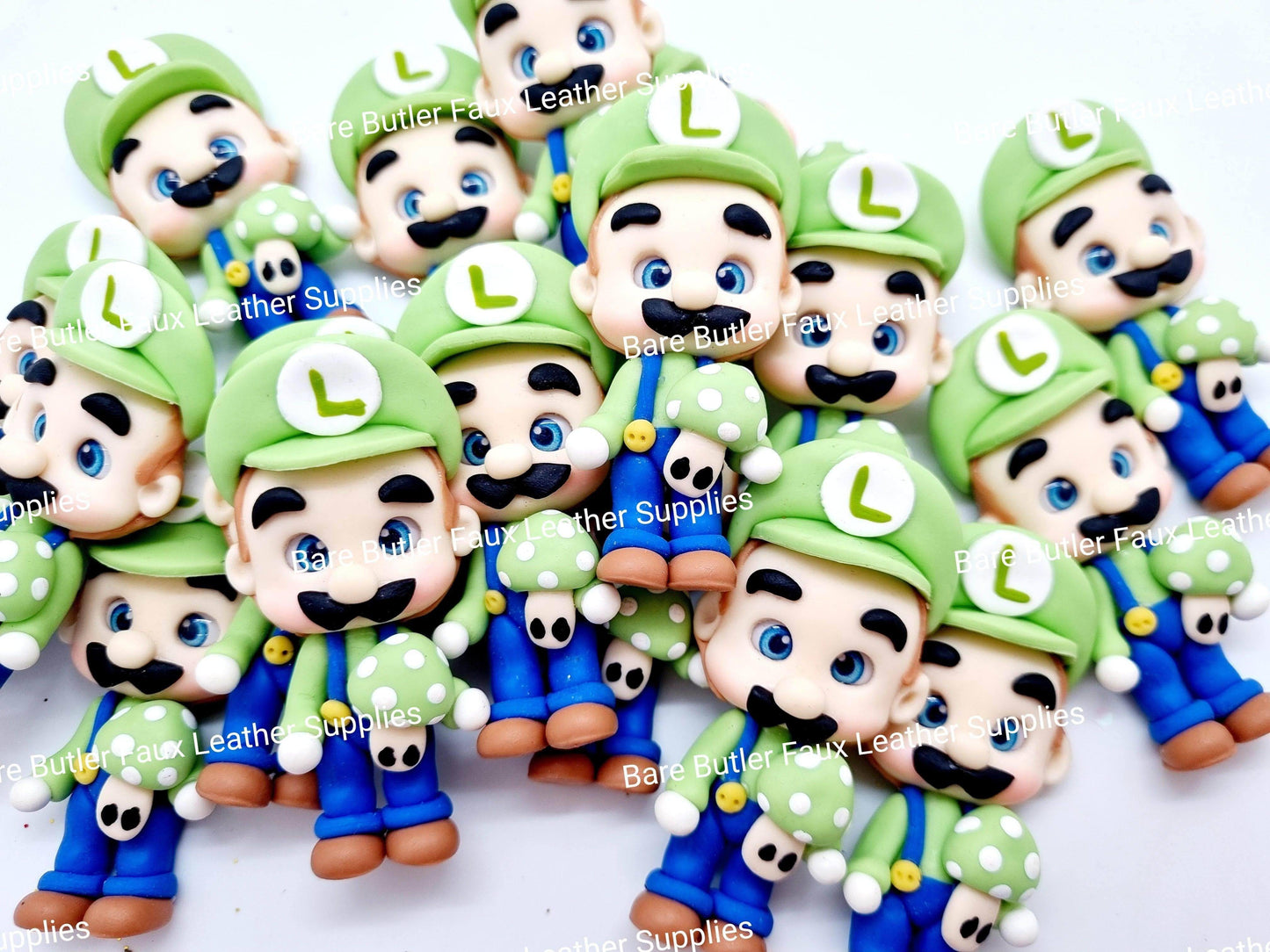 Green Mushroom Man - Clay, Clays, Luige, mario - Bare Butler Faux Leather Supplies