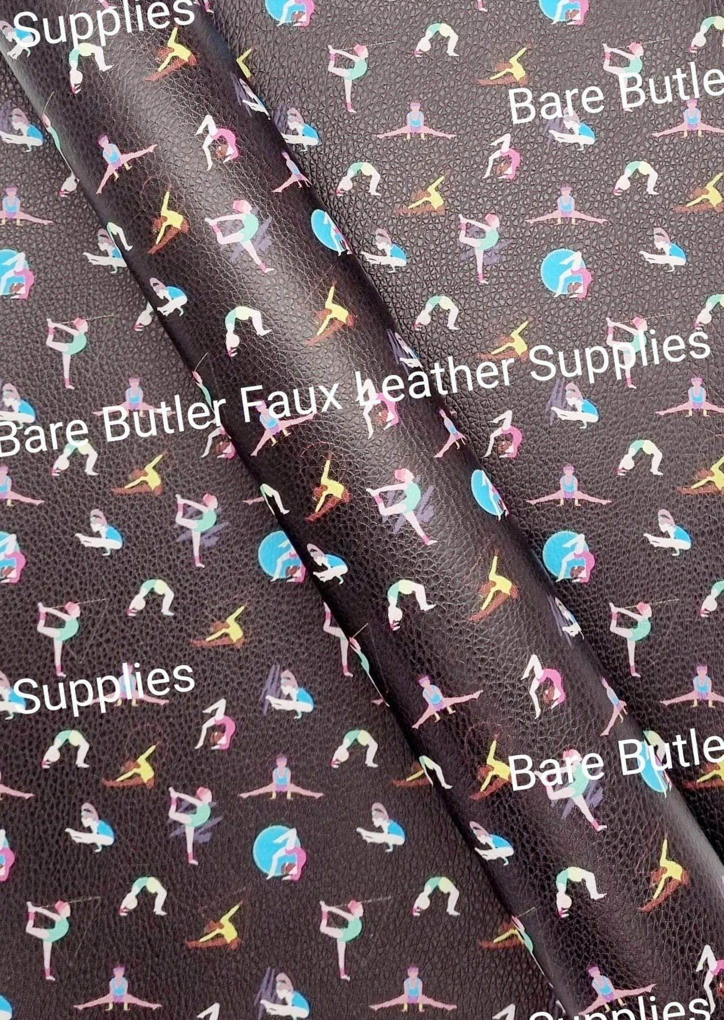 Gymnastics Black Litchi - Faux, Faux Leather, Gym, Leather, leatherette, Litchi, Sport, Twirl - Bare Butler Faux Leather Supplies