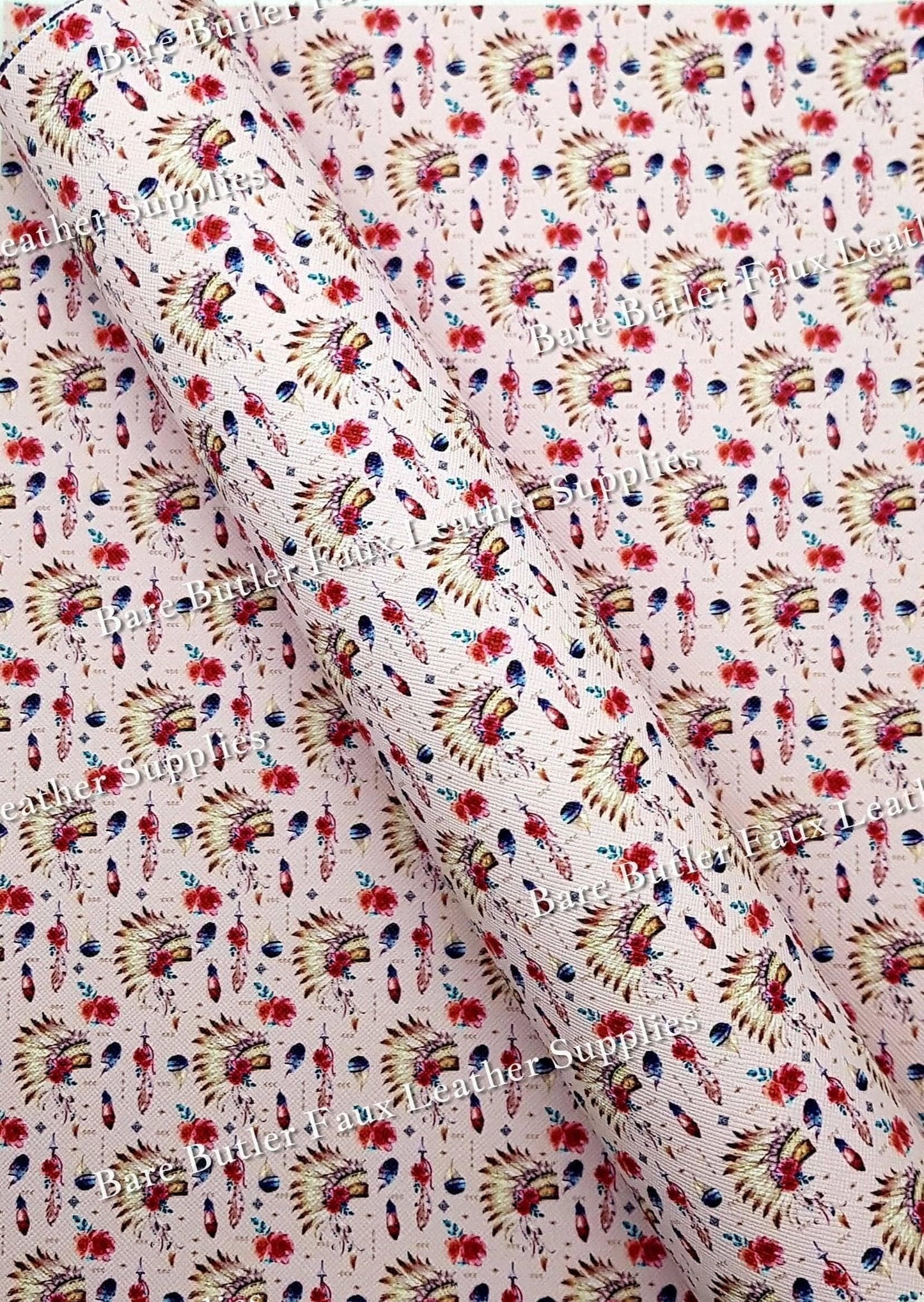 Headdress Faux Leather - Amerian, Faux, Faux Leather, headress, Leather, leatherette, native, tribal - Bare Butler Faux Leather Supplies