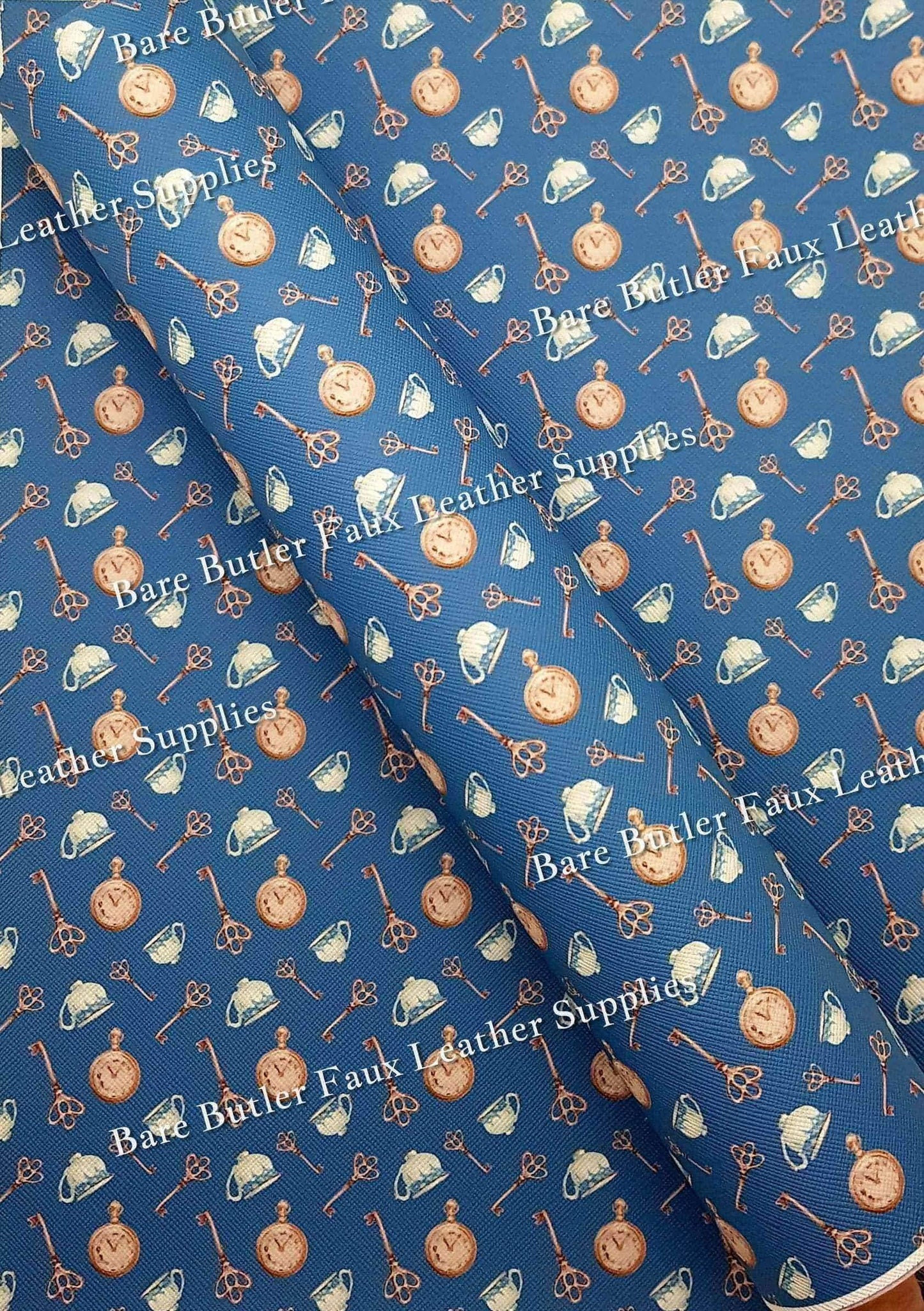 How long is forever? Faux Leather - Alice, Alice in wonderland, Character, Faux, Faux Leather, key, Leather, leatherette, pattern, Tea, tea cup - Bare Butler Faux Leather Supplies
