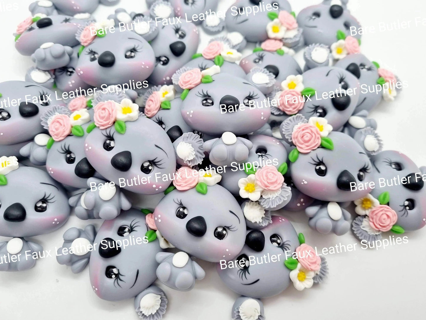 Koala & Florals - Australia, australia day, Australian, Australiana, australianan, Clay, Clays, girl, Koala, Koala Bear - Bare Butler Faux Leather Supplies